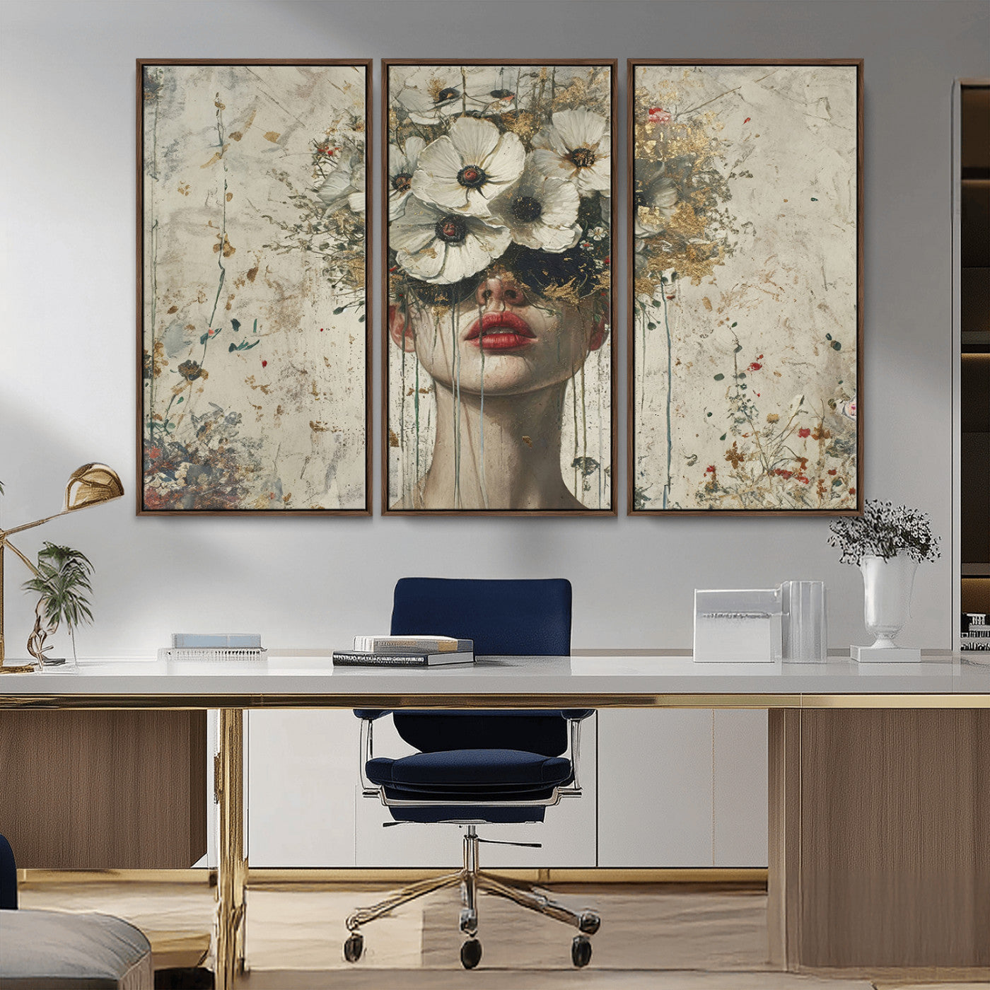 MGV-FC-48X32-3P - Abstract Floral Women Patel Wall Art Canvas Print