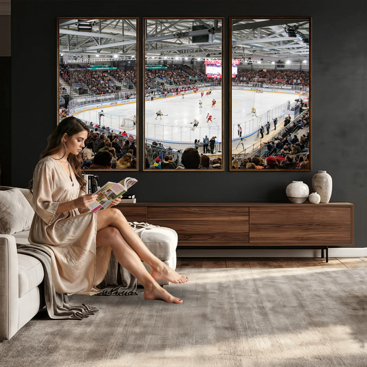 79352-MGV-CV-36X24 - Lausanne Arena Ice Hockey Stadium Wall Art Canvas Print