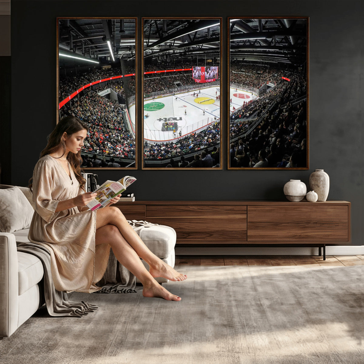 46282-MGV-CV-36X24 - Vaudoise Lausanne Ice Hockey Arena Stadium Wall Art Canvas