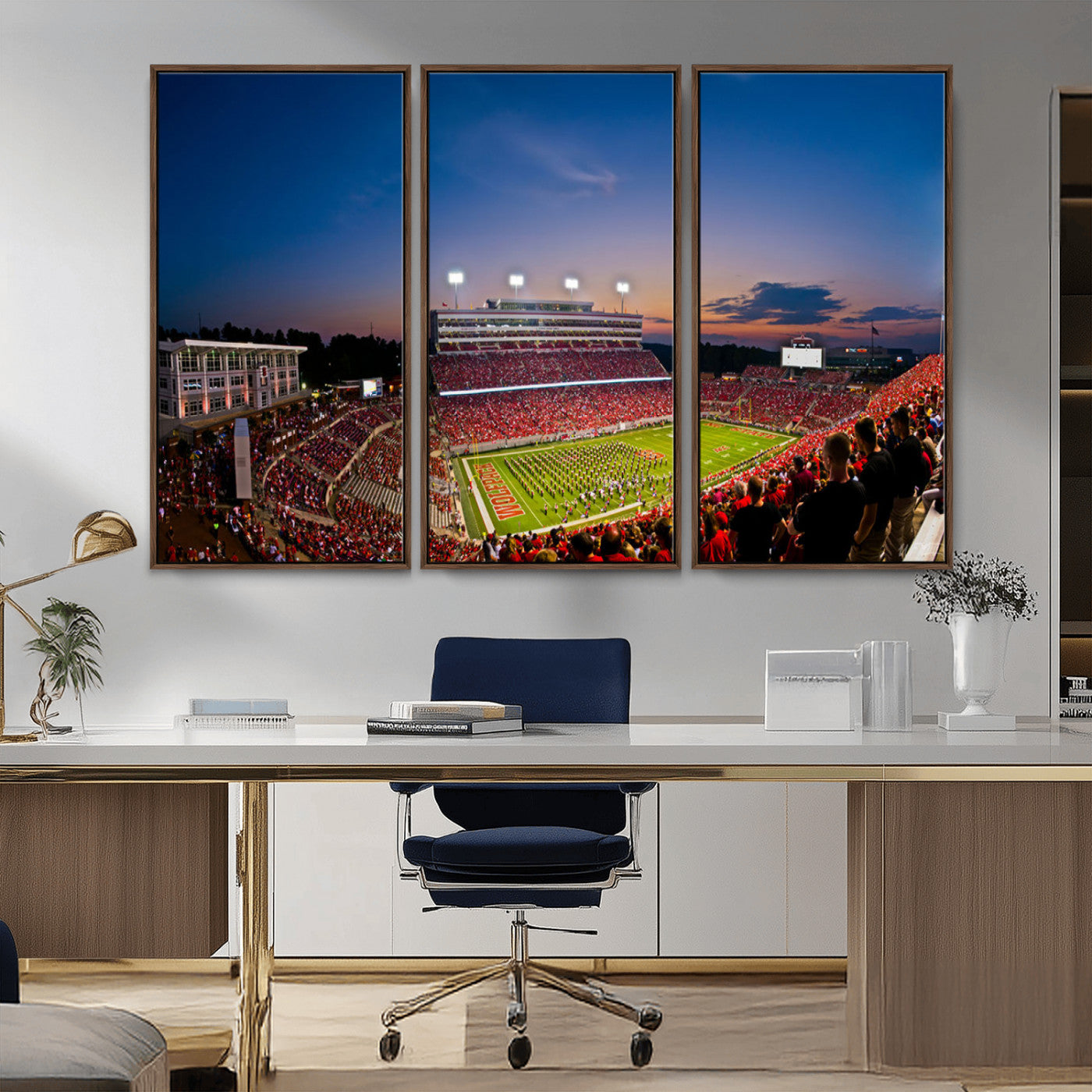 MGV-FC-48X32-3P - NC State Wolfpack Football Team Print - Raleigh Carter-Finley Stadium Wall Art Canvas Print