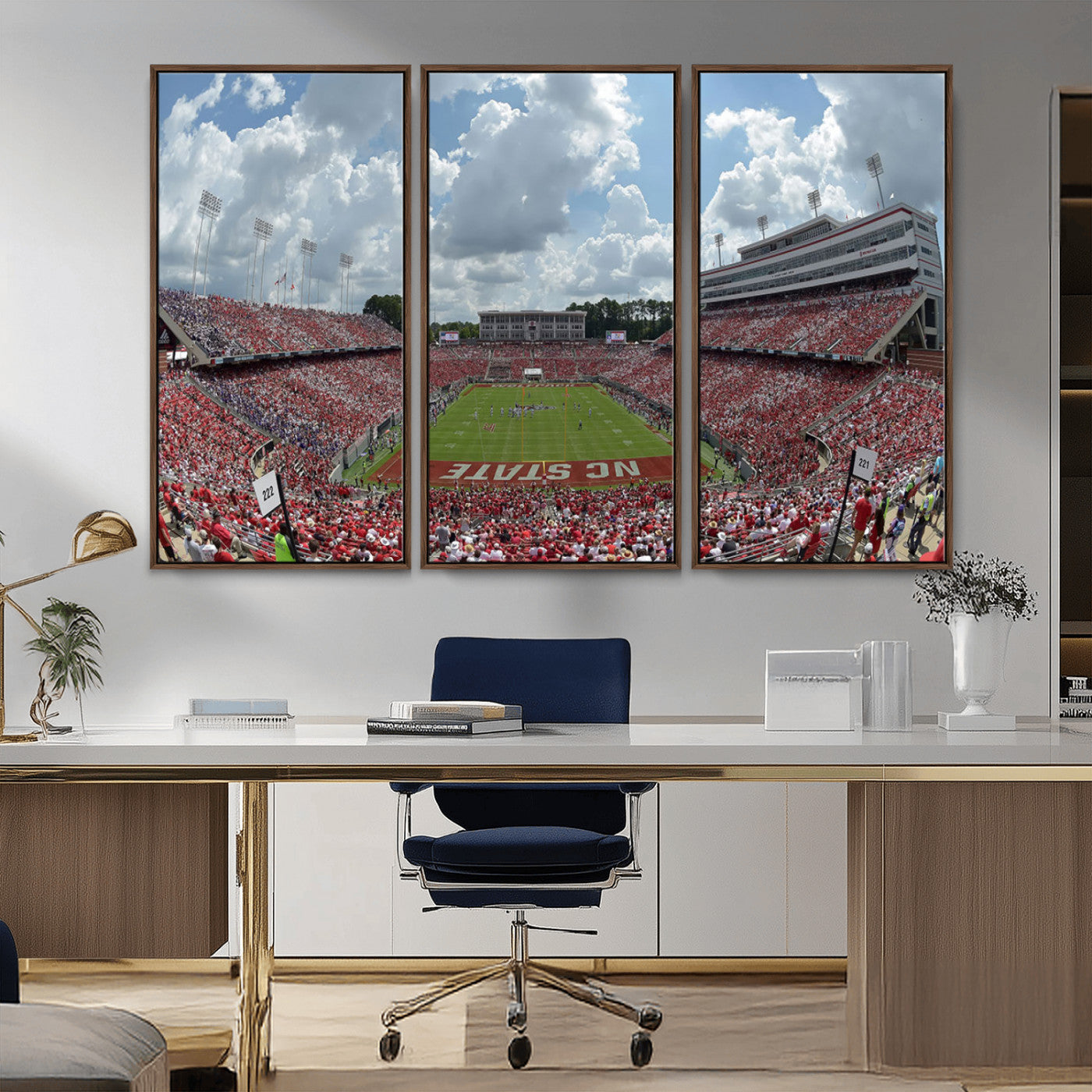 MGV-FC-48X32-3P - NC State Wolfpack Football Team Print Canvas- Raleigh Carter-Finley Stadium Wall Art Canvas Print