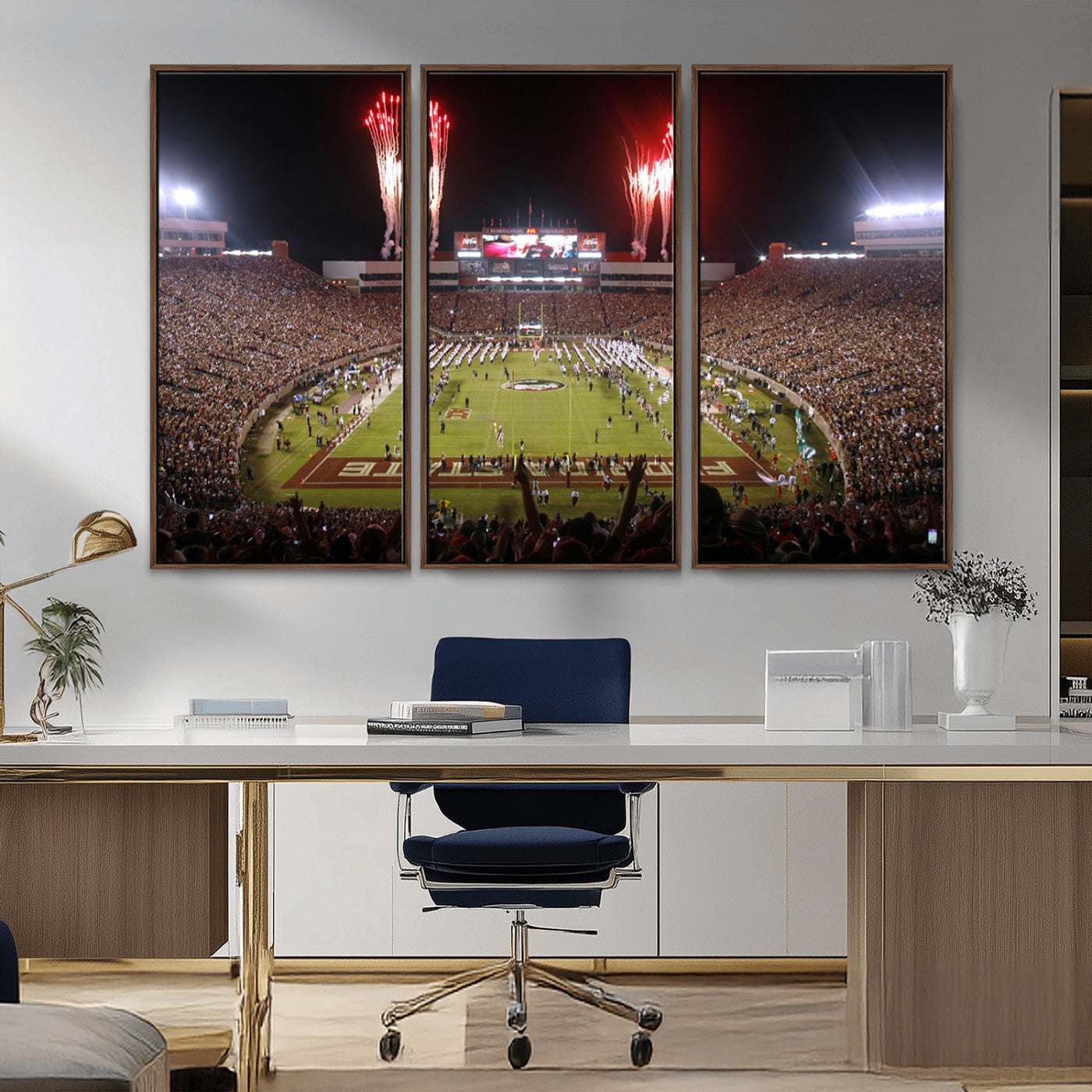 MGV-FC-48X32-3P - Framed Florida State Seminoles Football Team Print - Tallahassee Doak Campbell Stadium Wall Art