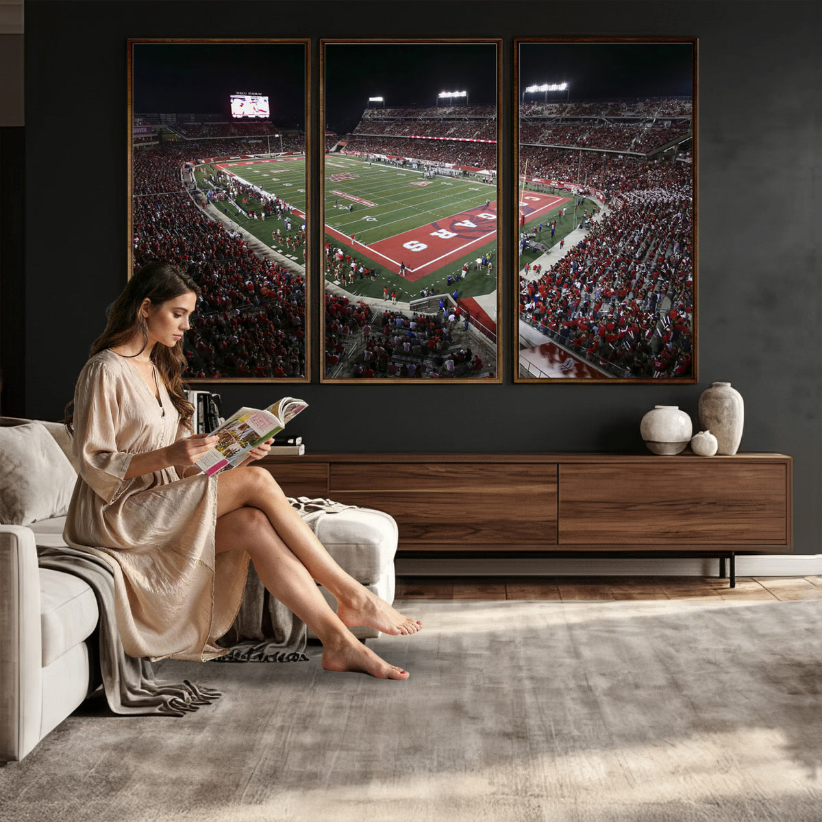94207-MGV-CV-36X24 - Houston Cougars Football Team Print - Houston TDECU Stadium Wall Art Canvas Print