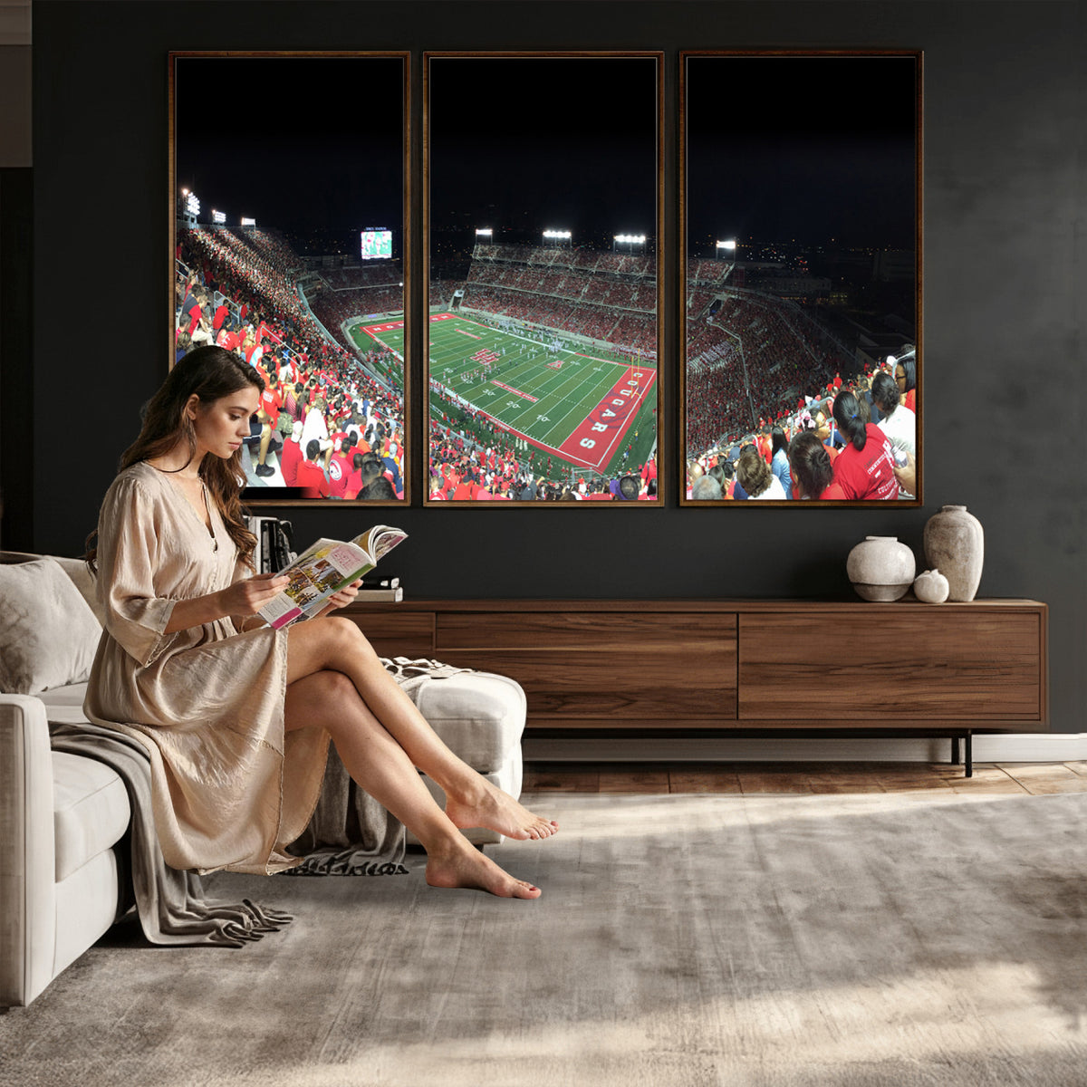 67036-MGV-CV-36X24 - Houston Cougars Football Team Print - Houston TDECU Stadium Wall Art Canvas Print
