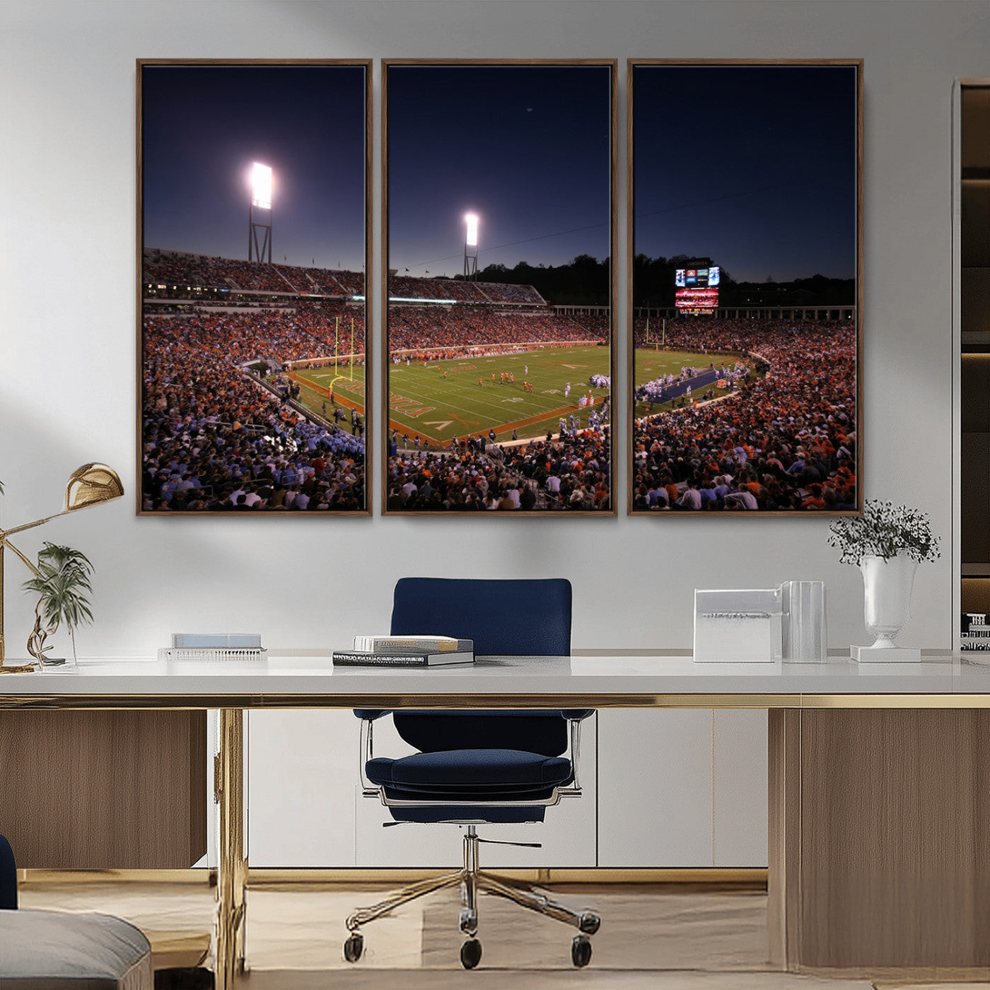 MGV-FC-48X32-3P - Virginia Cavaliers Football Team Print - Charlottesville Scott Stadium Canvas Print Wall Art