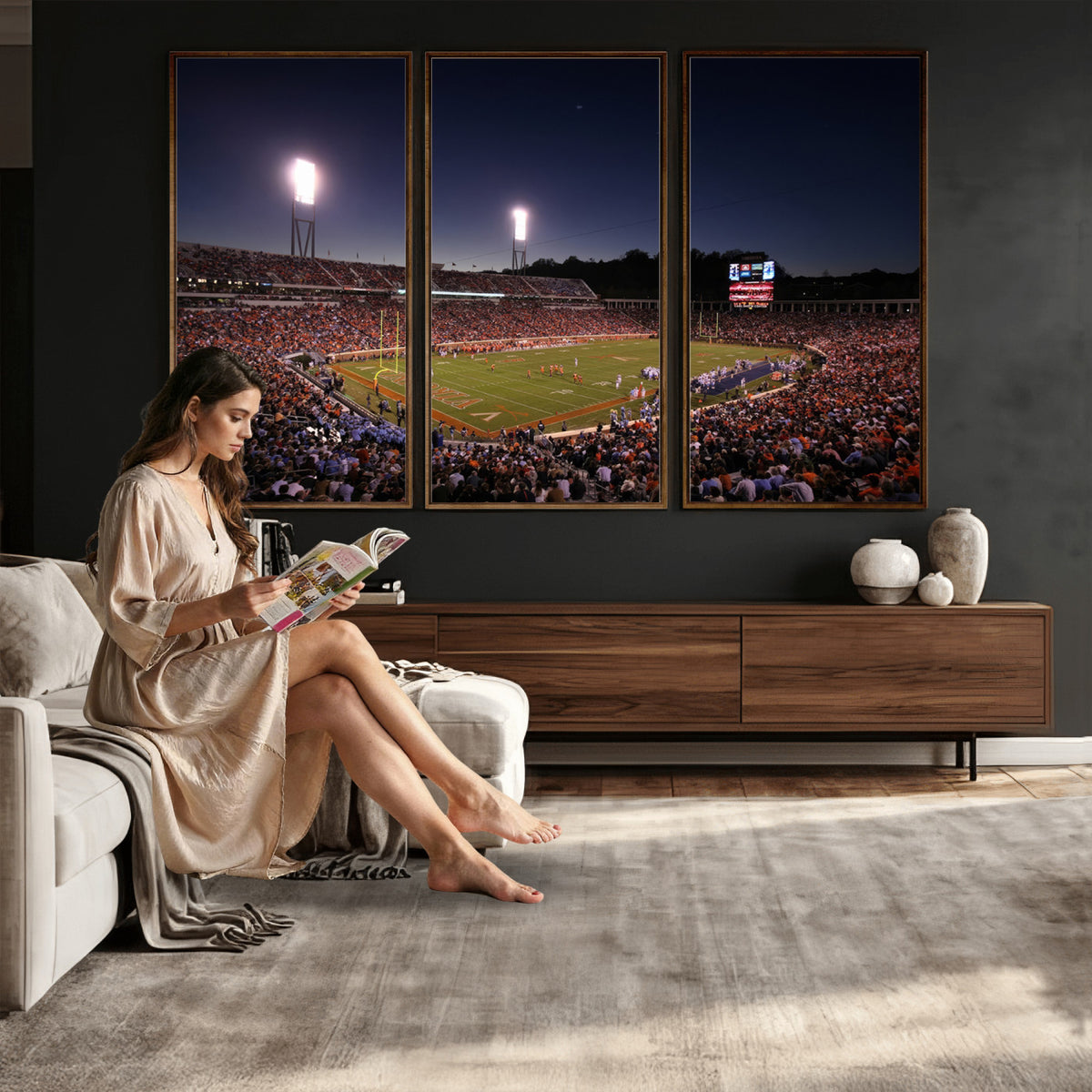 69378-MGV-CV-36X24 - Virginia Cavaliers Football Team Print - Charlottesville Scott Stadium Canvas Print Wall Art