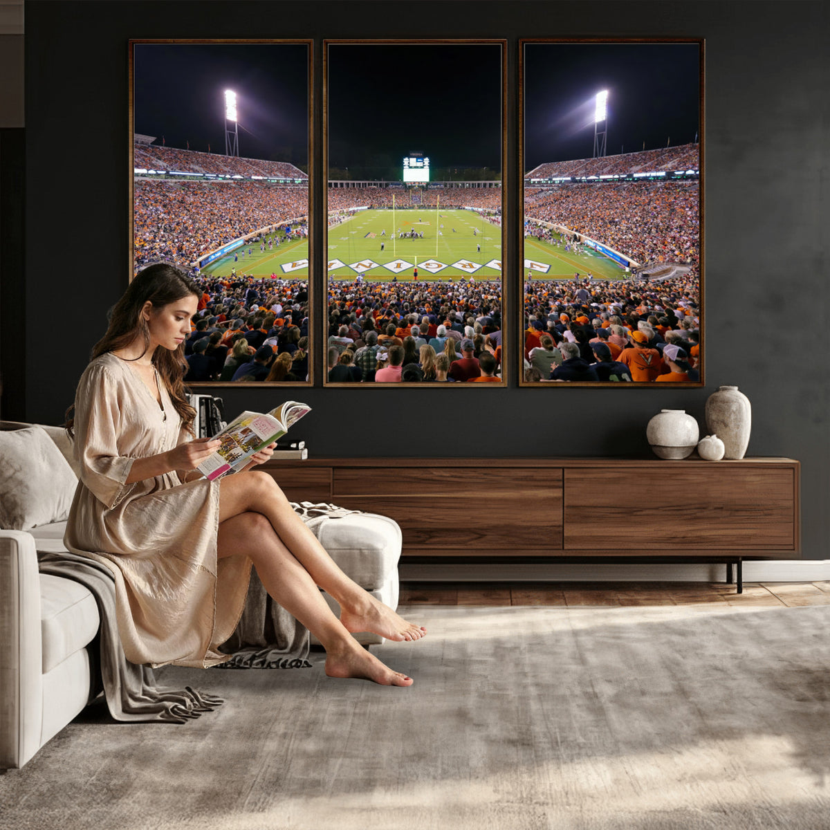 98441-MGV-CV-36X24 - Virginia Cavaliers Football Team Print - Charlottesville Scott Stadium Wall Art Canvas Print