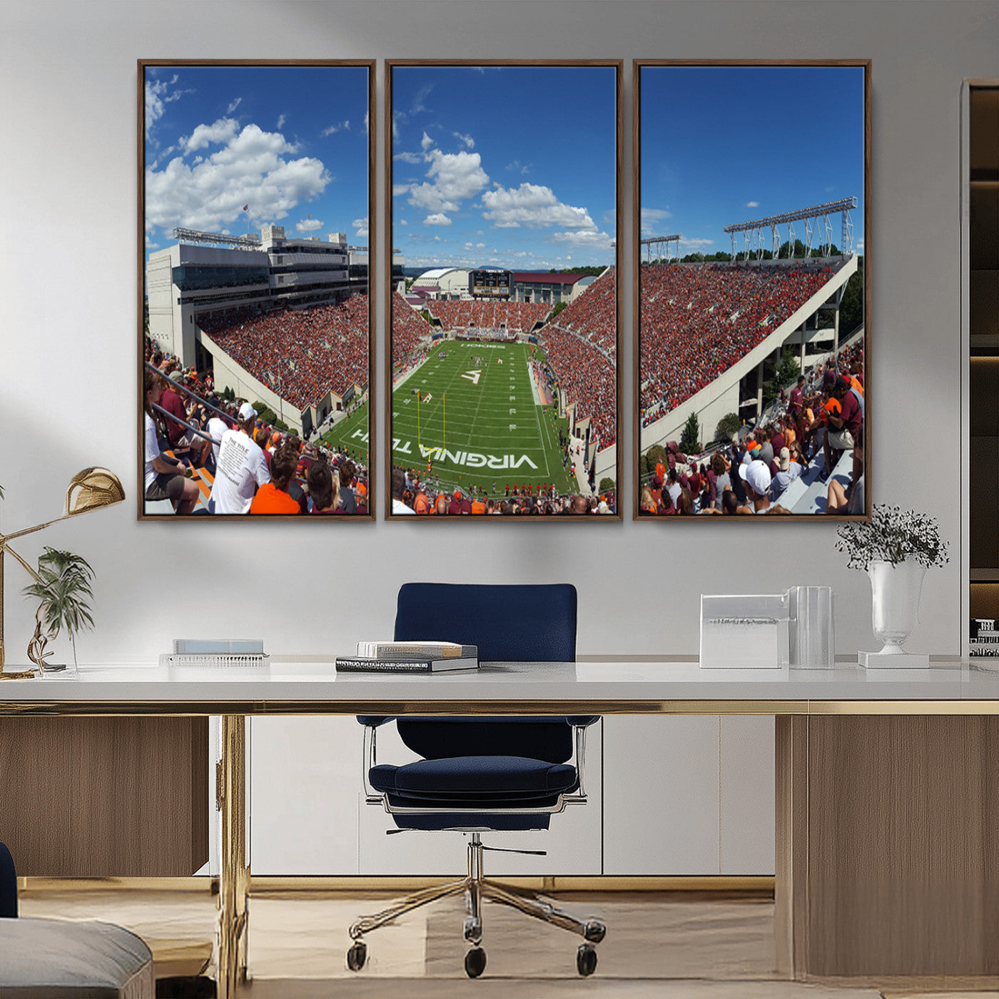 MGV-FC-48X32-3P - Virginia Tech Hokies Football Team Print - Blacksburg Lane Stadium Wall Art Canvas Print
