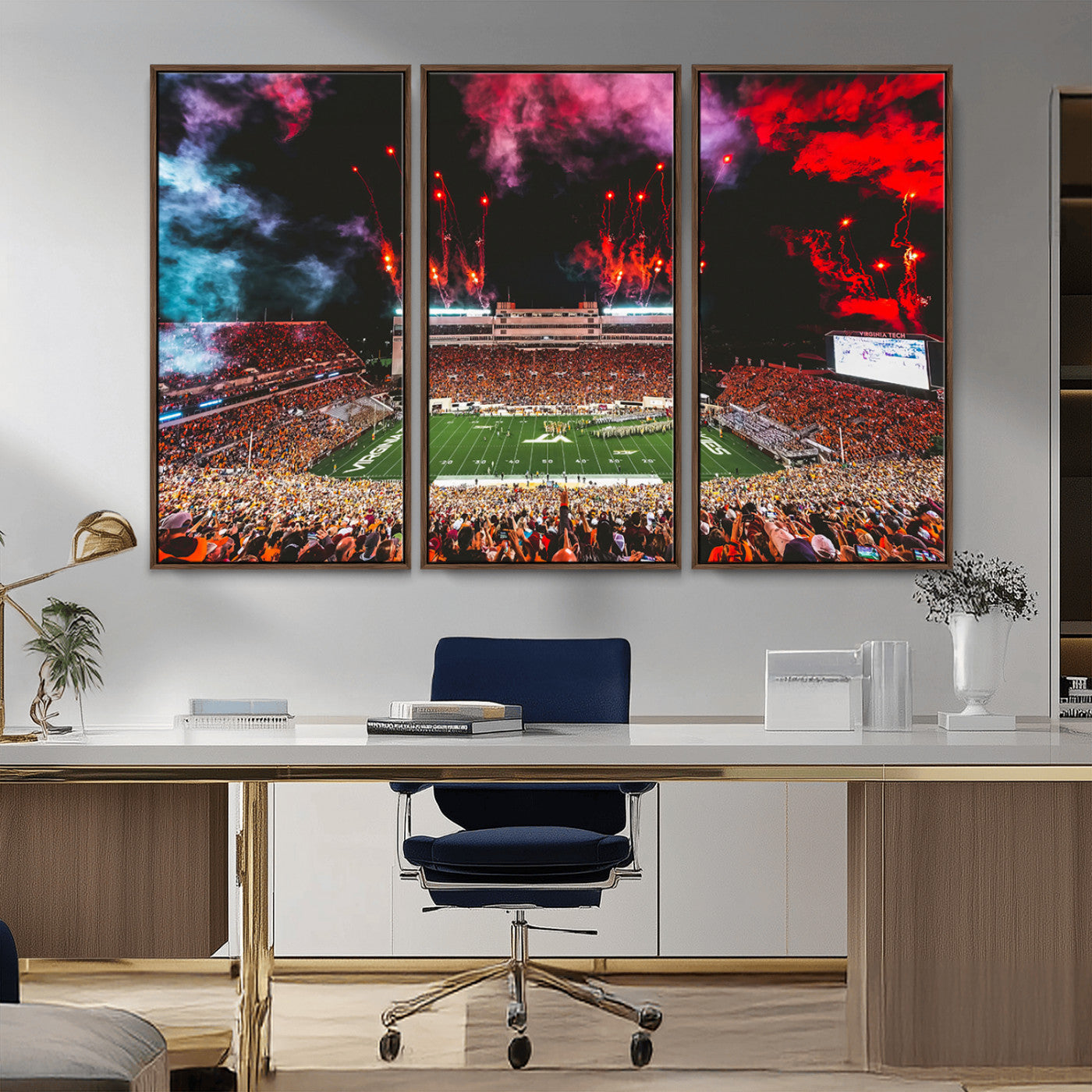 MGV-FC-48X32-3P - Virginia Tech Hokies Football Team Print - Blacksburg Lane Stadium Wall Art Canvas Print