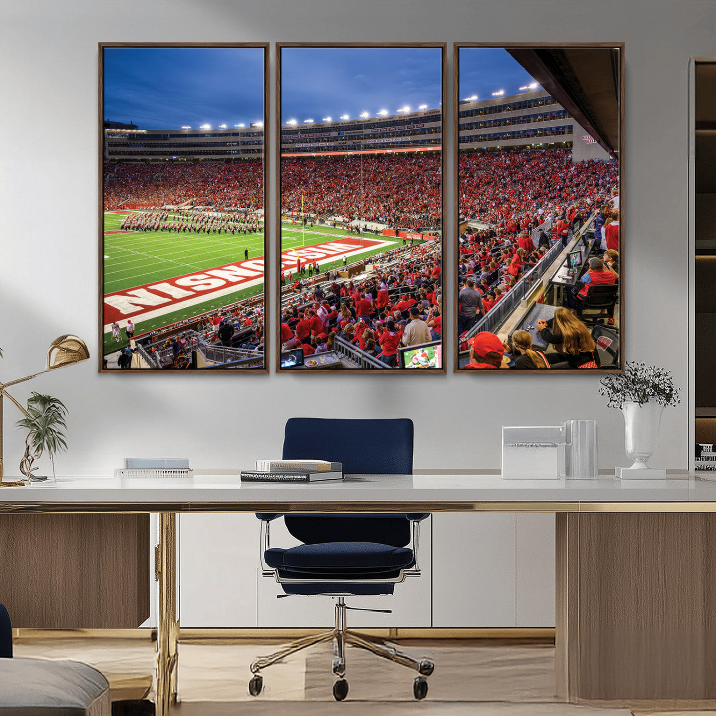 MGV-FC-48X32-3P - Wisconsin Badgers Football Team Print - Madison Camp Randall Stadium Wall Art, Wisconsin Badgers