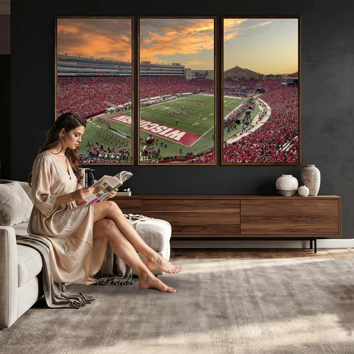 41472-MGV-CV-36X24 - Camp Randall Stadium Wisconsin Badgers Large Wall Art Canvas Print | College Football Stadium Wall