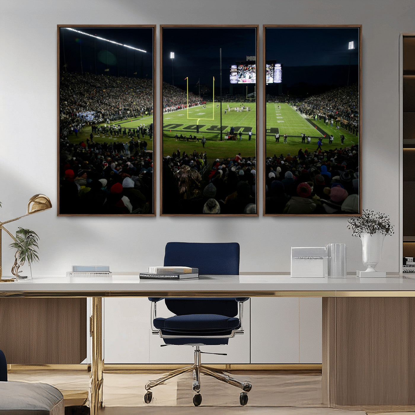 MGV-FC-48X32-3P - Purdue Boilermakers Football Team Print - West Lafayette Ross–Ade Stadium Wall Art Canvas Print
