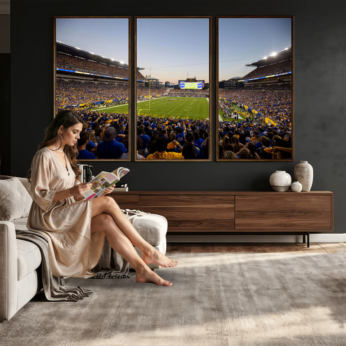 41853-MGV-CV-36X24 - Pittsburgh Panthers Football Team Print - Pittsburgh Acrisure Stadium Wall Art Canvas Print