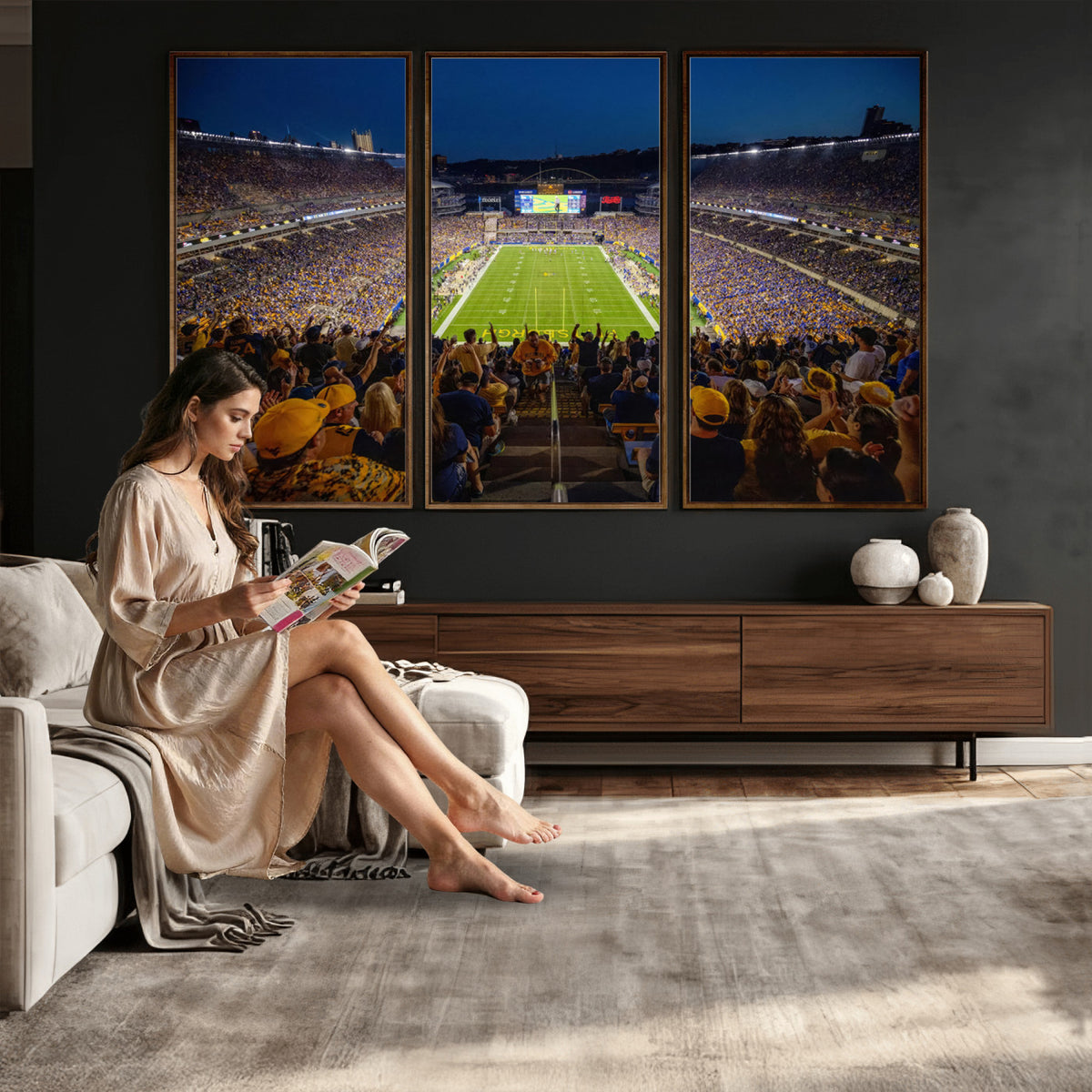 62297-MGV-CV-36X24 - Pittsburgh Panthers Football Team Print - Pittsburgh Acrisure Stadium Wall Art Canvas Print