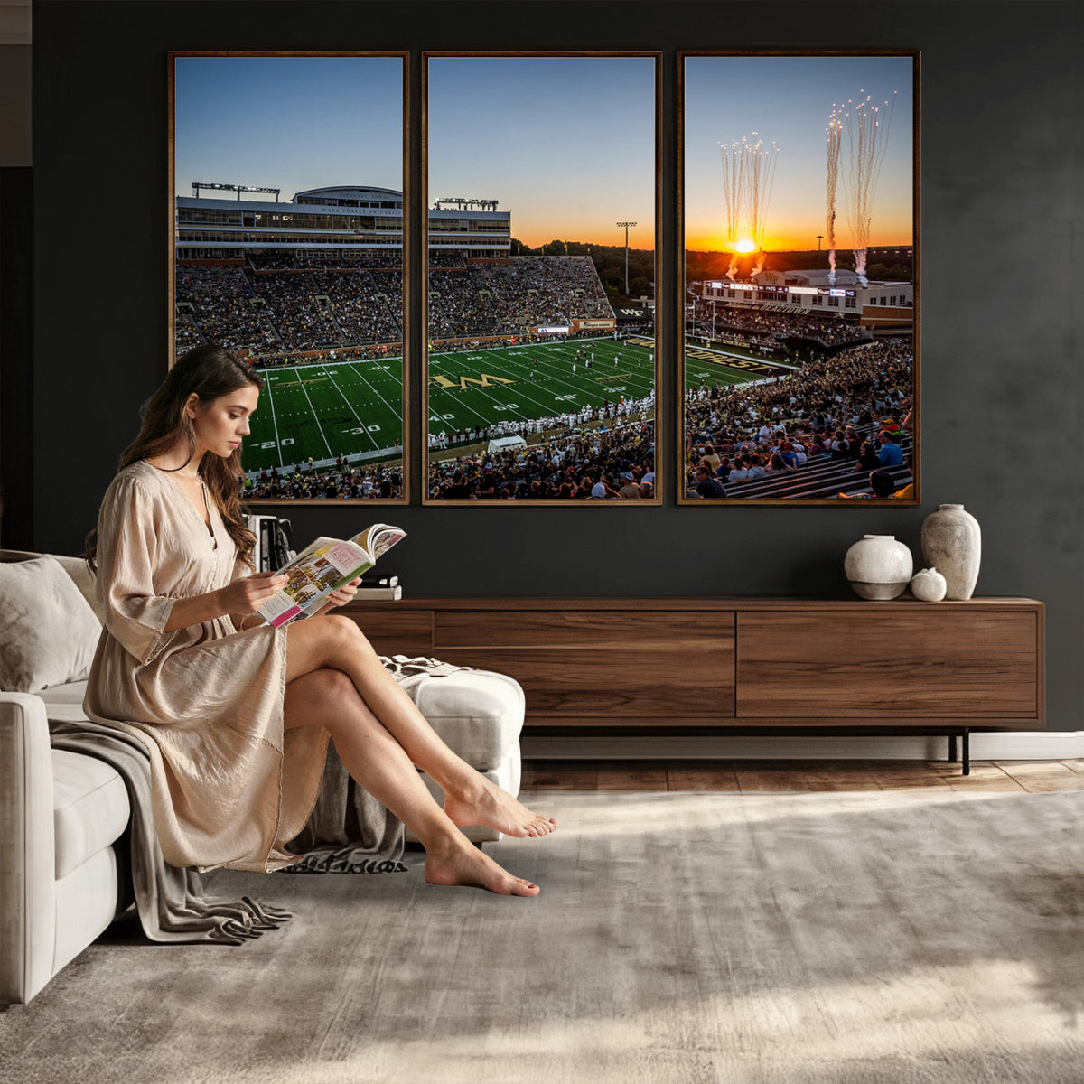 29253-MGV-CV-36X24 - Demon Deacons Football Team Print Canvas- Winston-Salem Allegacy Federal Credit Union Stadium Wall