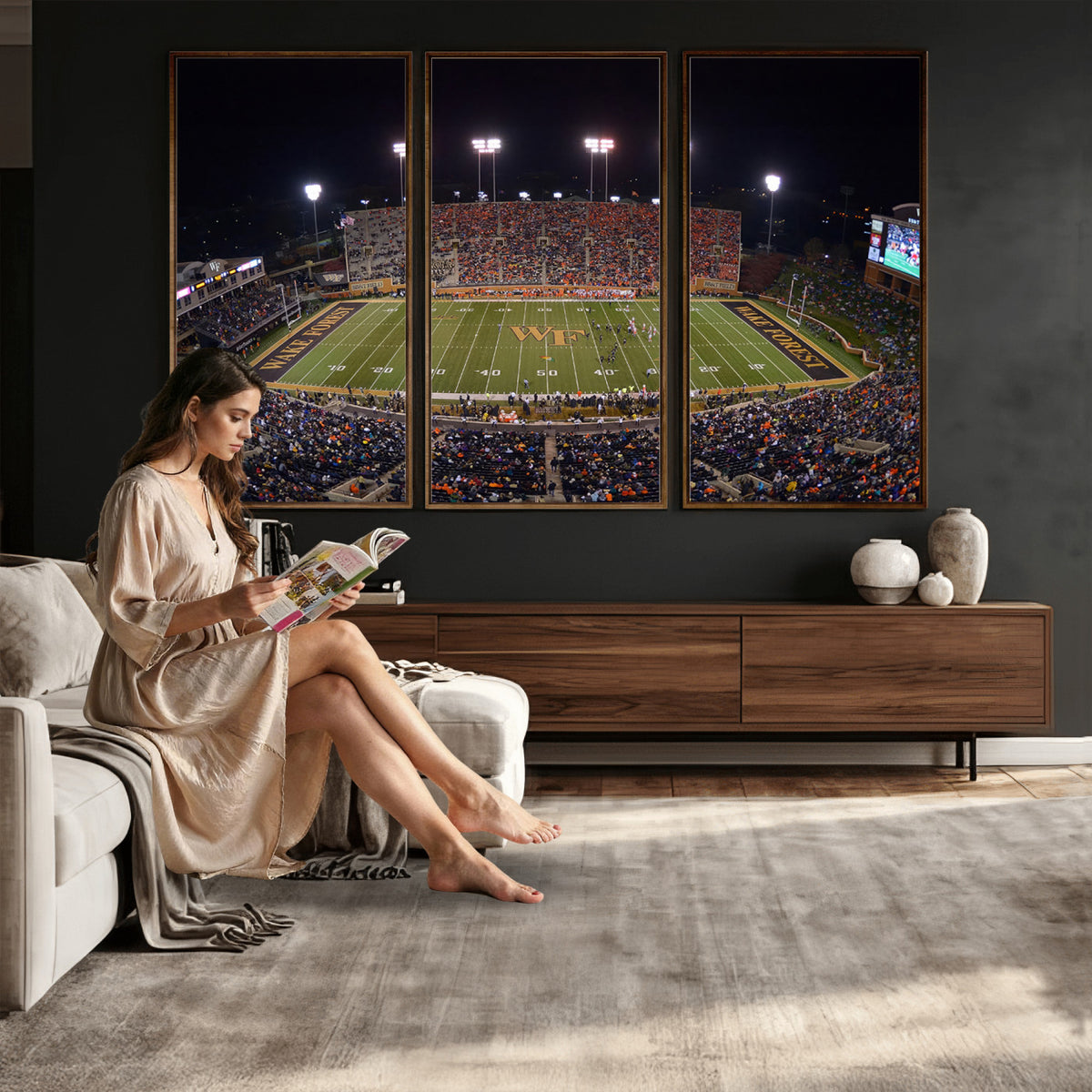 26033-MGV-CV-36X24 - Demon Deacons Print Canvas, Football Team Print