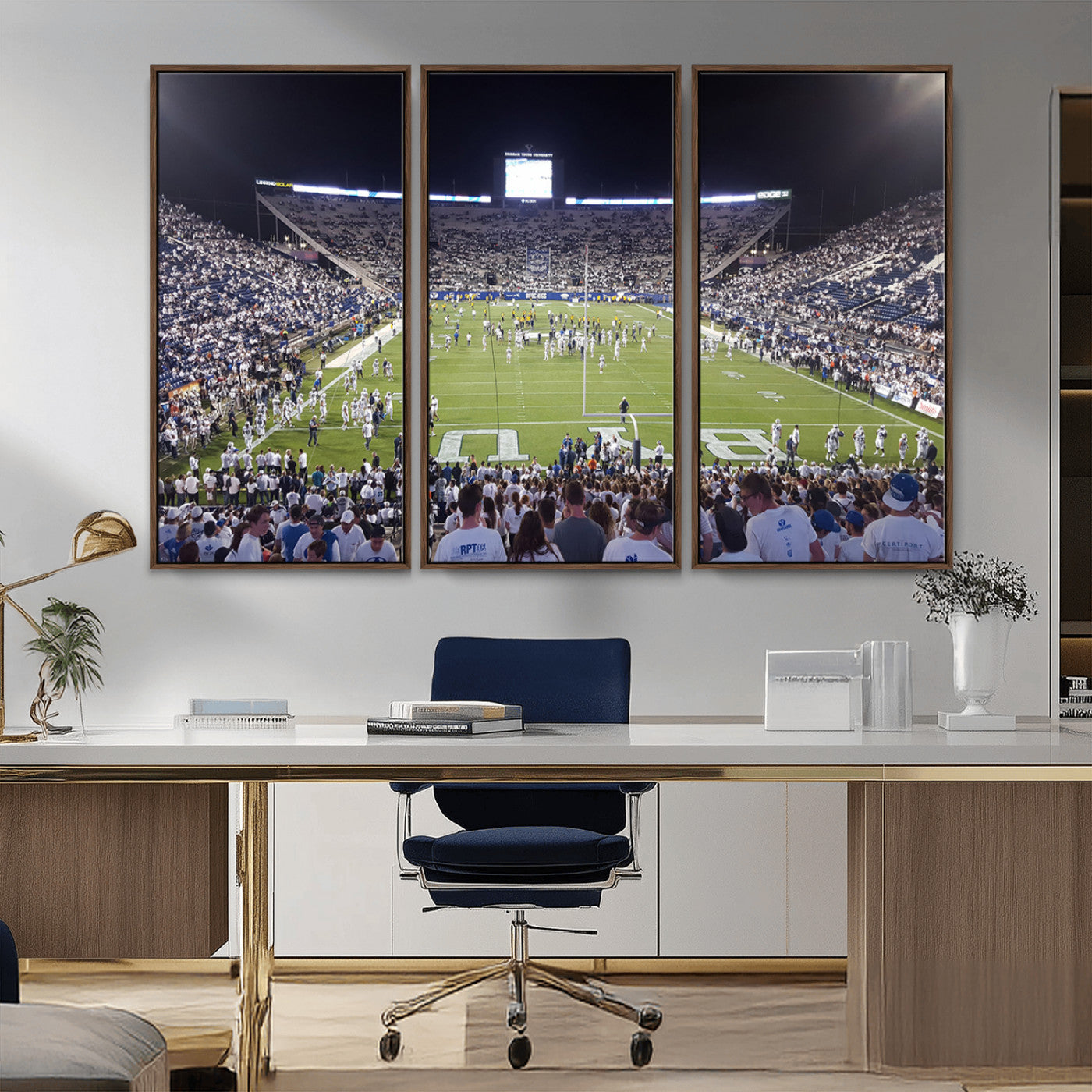 MGV-FC-48X32-3P - Brigham Young University Cougars Football Print Canvas - Provo LaVell Edwards Stadium Wall Art