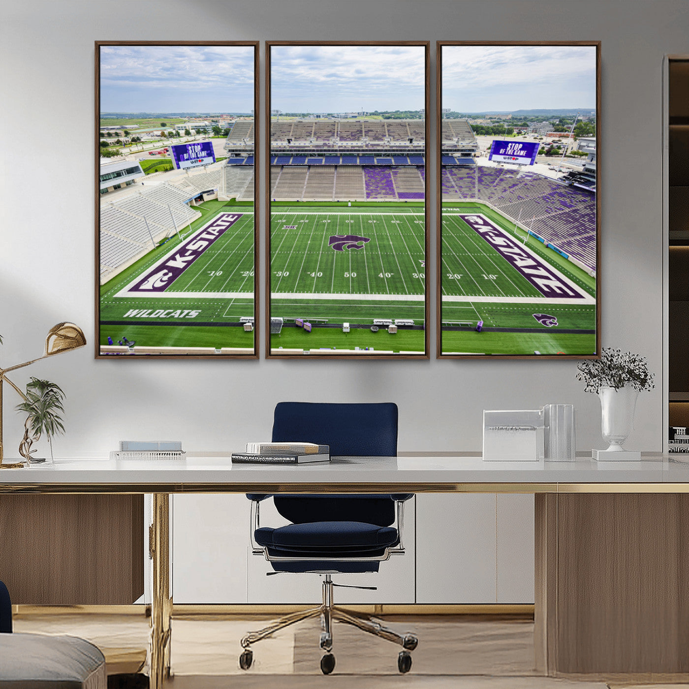 MGV-FC-48X32-3P - KState Wildcats Football Team Print - Manhattan Bill Snyder Family Football Stadium Wall Art Canvas