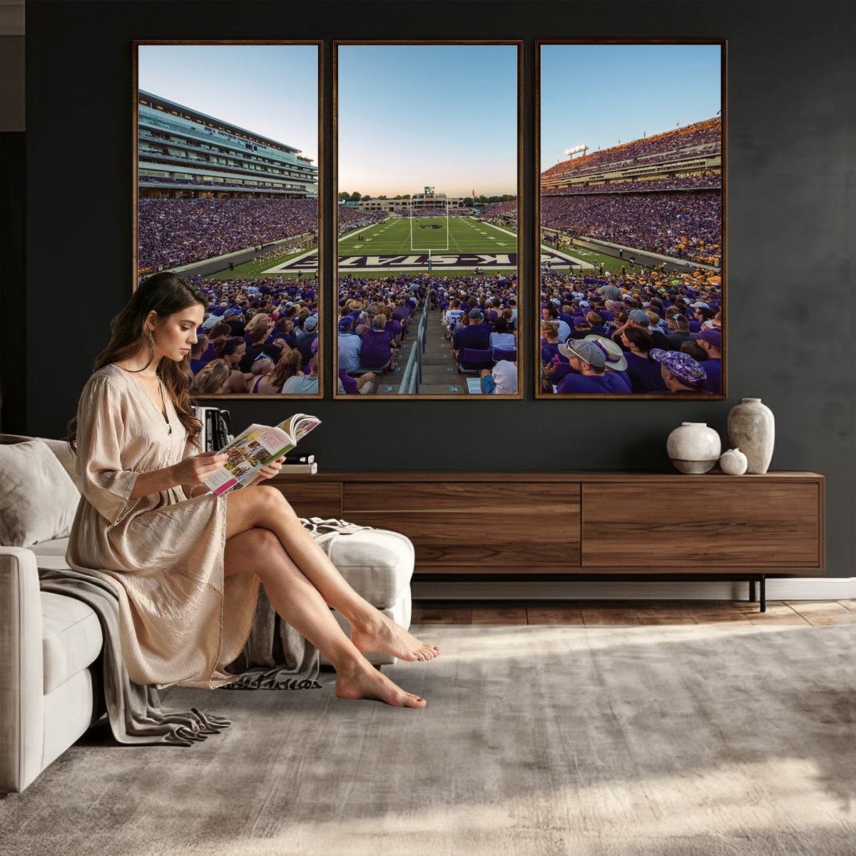 82792-MGV-CV-36X24 - Kansas State University Wildcats Football Team Print - Manhattan Bill Snyder Family Football Stadium