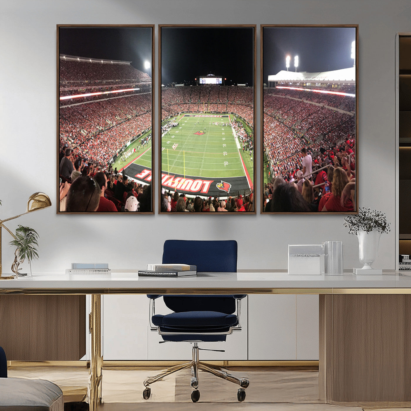 MGV-FC-48X32-3P - University of Louisville Cardinals Football Team Print - Louisville Cardinal Stadium Wall Art Canvas