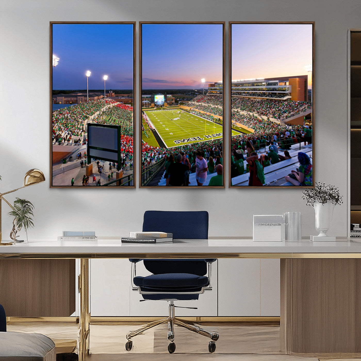 MGV-FC-48X32-3P - University of North Texas Mean Green Football Team Print - Denton DATCU Stadium Canvas Print Wall