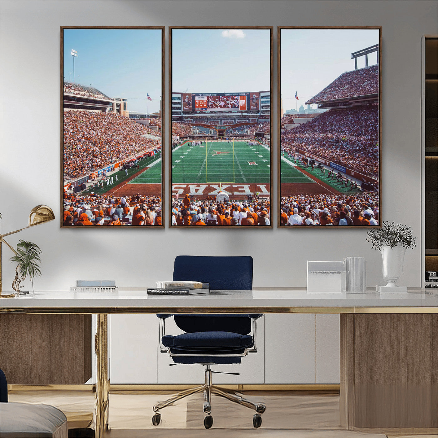 MGV-FC-48X32-3P - Framed Texas Memorial Stadium Canvas, University of Texas Longhorns Football Team Print - Austin