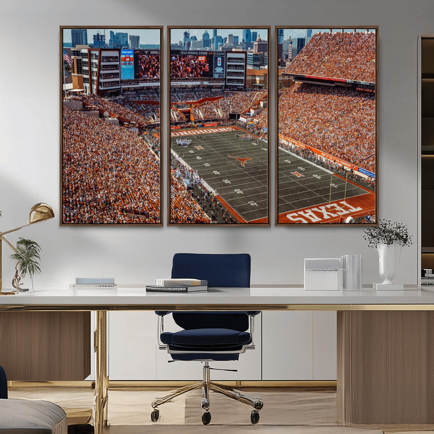 MGV-FC-48X32-3P - University of Texas Longhorns Football Team Print - Austin Darrell K Royal-Texas Memorial Stadium