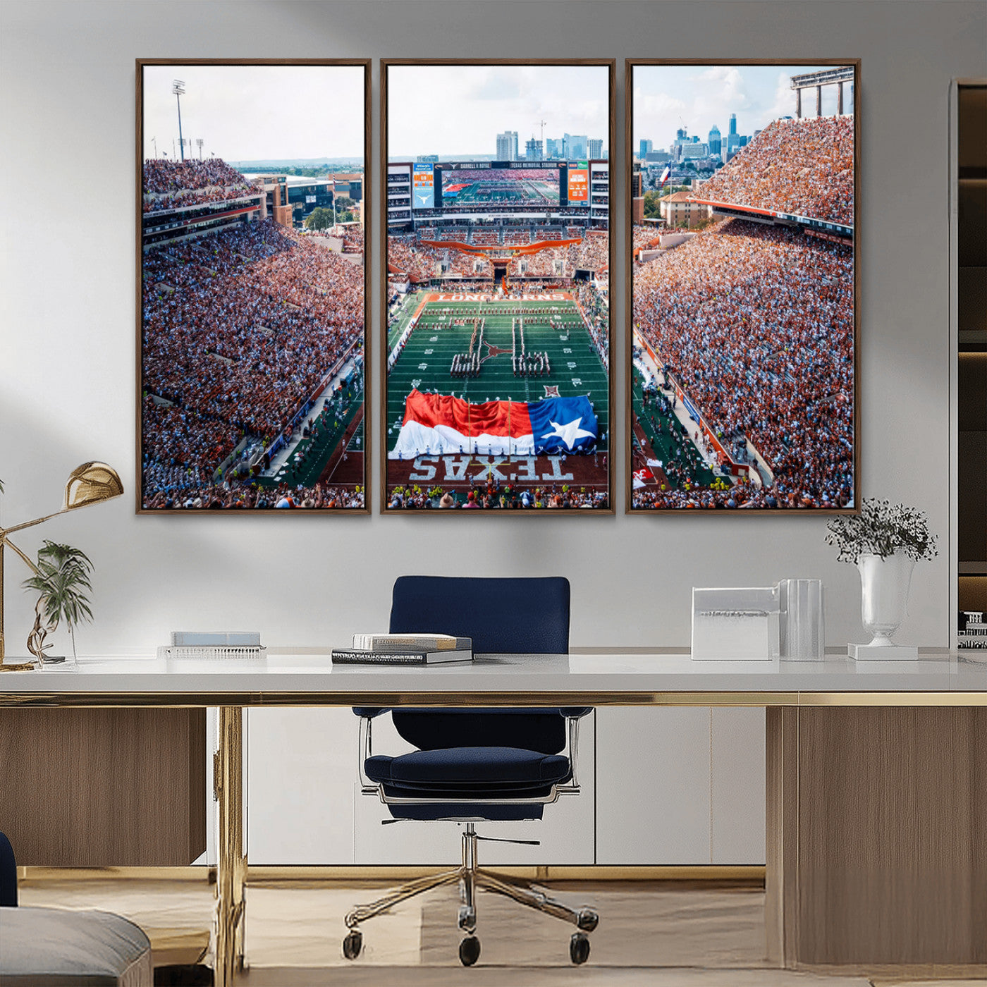 MGV-FC-48X32-3P - University of Texas Longhorns Football Team Canvas Print - Austin Darrell K Royal-Texas Memorial
