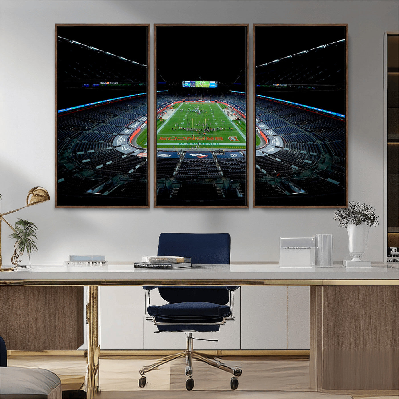 MGV-FC-48X32-3P - Denver Broncos Football Team Print Canvas- Denver Empower Field at Mile High Stadium Wall Art Canvas