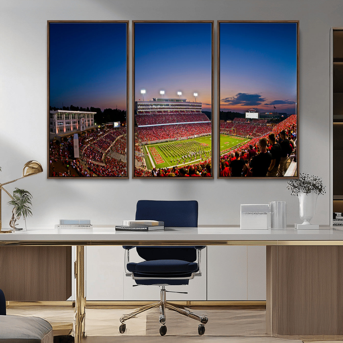 MGV-FC-48X32-3P - Wolfpack Football Team Wall Art Print - Raleigh Carter-Finley Stadium Wall Art Canvas Print