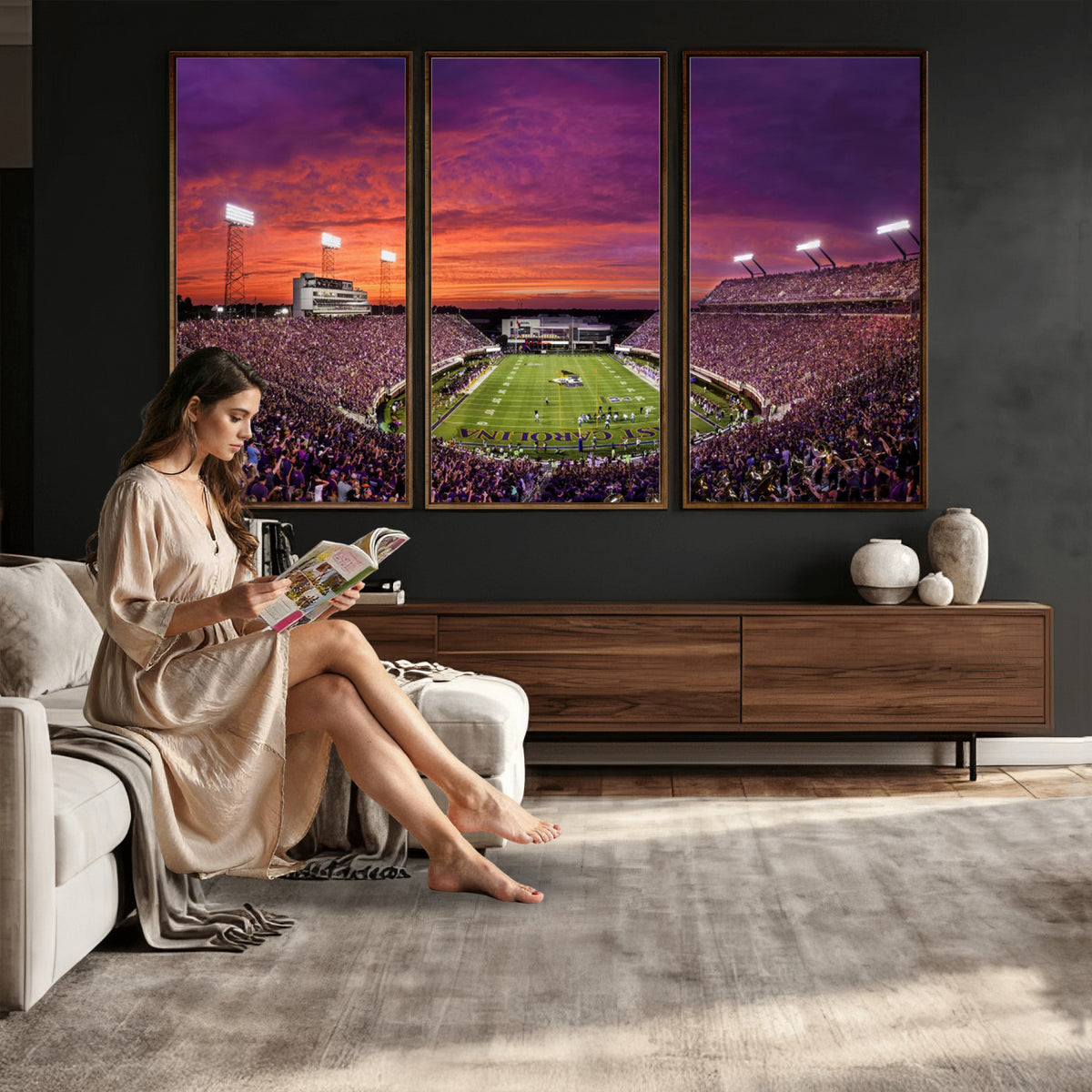 88575-MGV-CV-36X24 - East Carolina University Pirates Football Print Canvas- Greenville Dowdy-Ficklen Stadium Wall Art