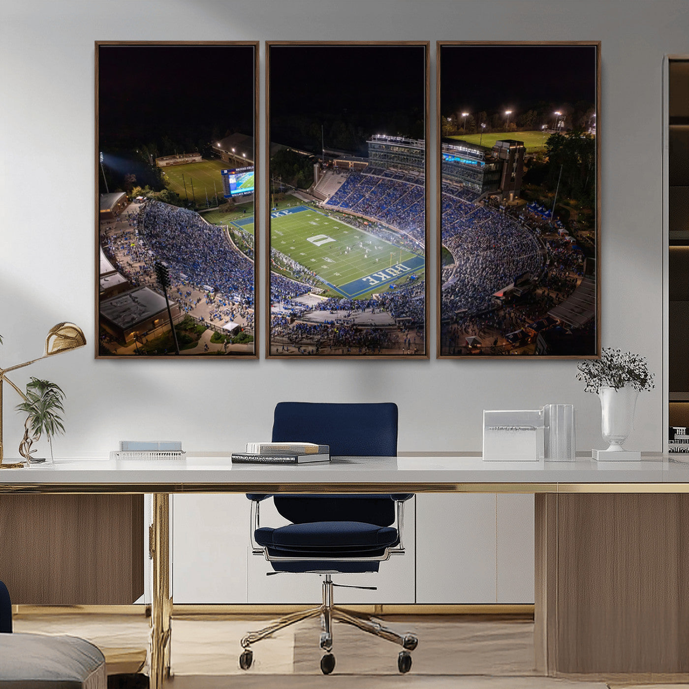 MGV-FC-48X32-3P - Duke University Blue Devils Football Print Canvas - Durham Wallace Wade Stadium Wall Art Canvas