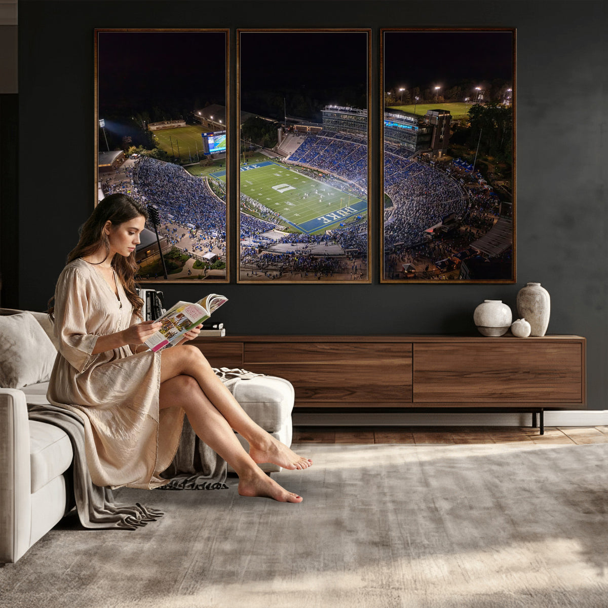 42347-MGV-CV-36X24 - Duke University Blue Devils Football Print Canvas - Durham Wallace Wade Stadium Wall Art Canvas