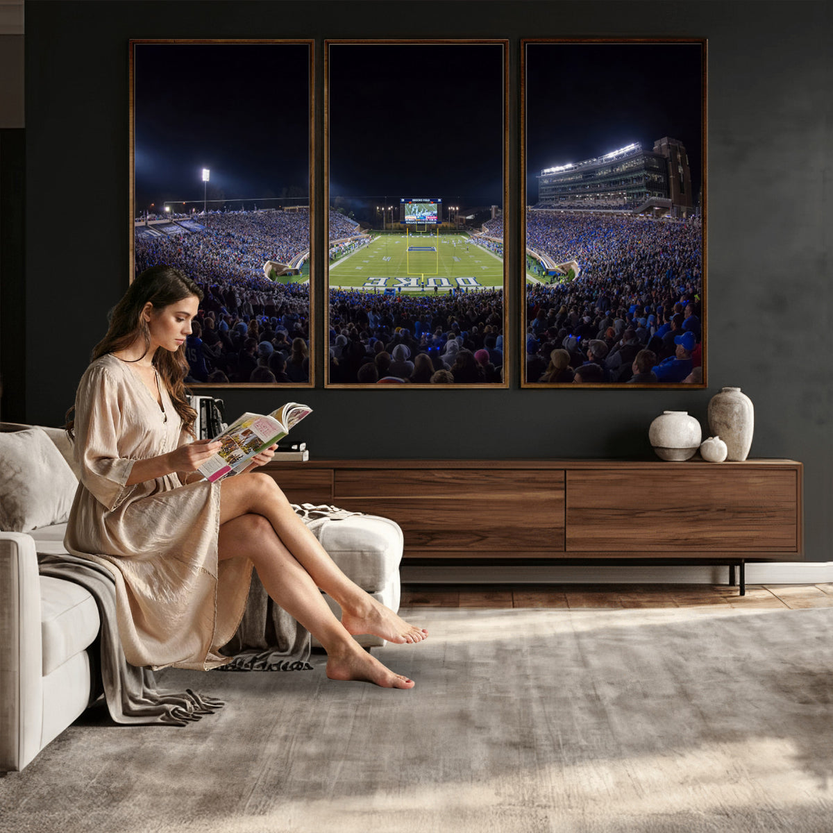 21070-MGV-CV-36X24 - Duke University Blue Devils Football Team Print - Durham Wallace Wade Stadium Wall Art Canvas Print