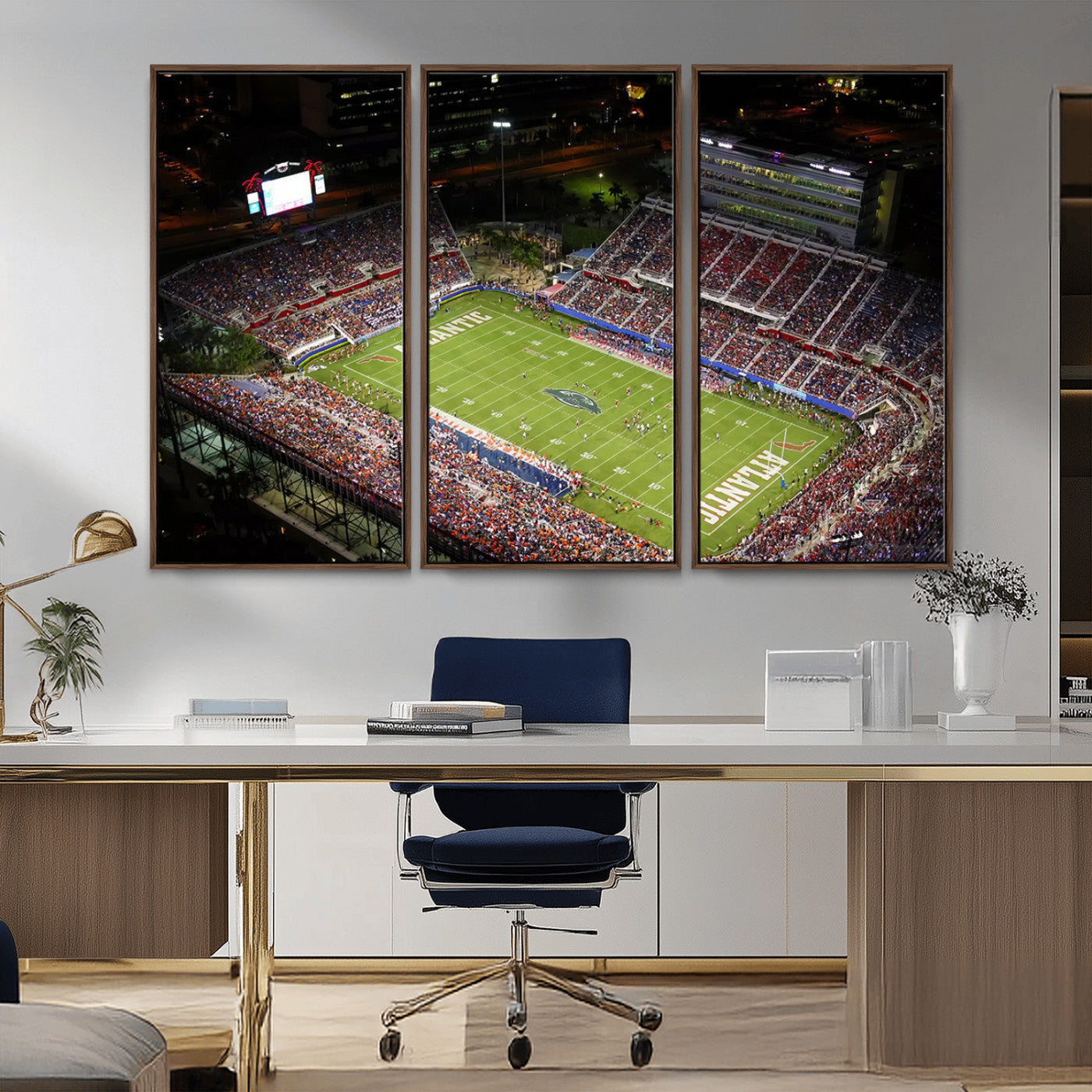 MGV-FC-48X32-3P - Florida Atlantic University Owls Canvas Print, Football Team Print - Boca Raton FAU Stadium Wall Art