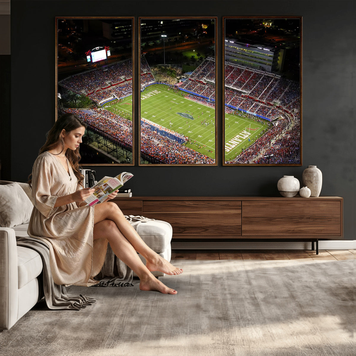 12682-MGV-CV-36X24 - Florida Atlantic University Owls Canvas Print, Football Team Print - Boca Raton FAU Stadium Wall Art