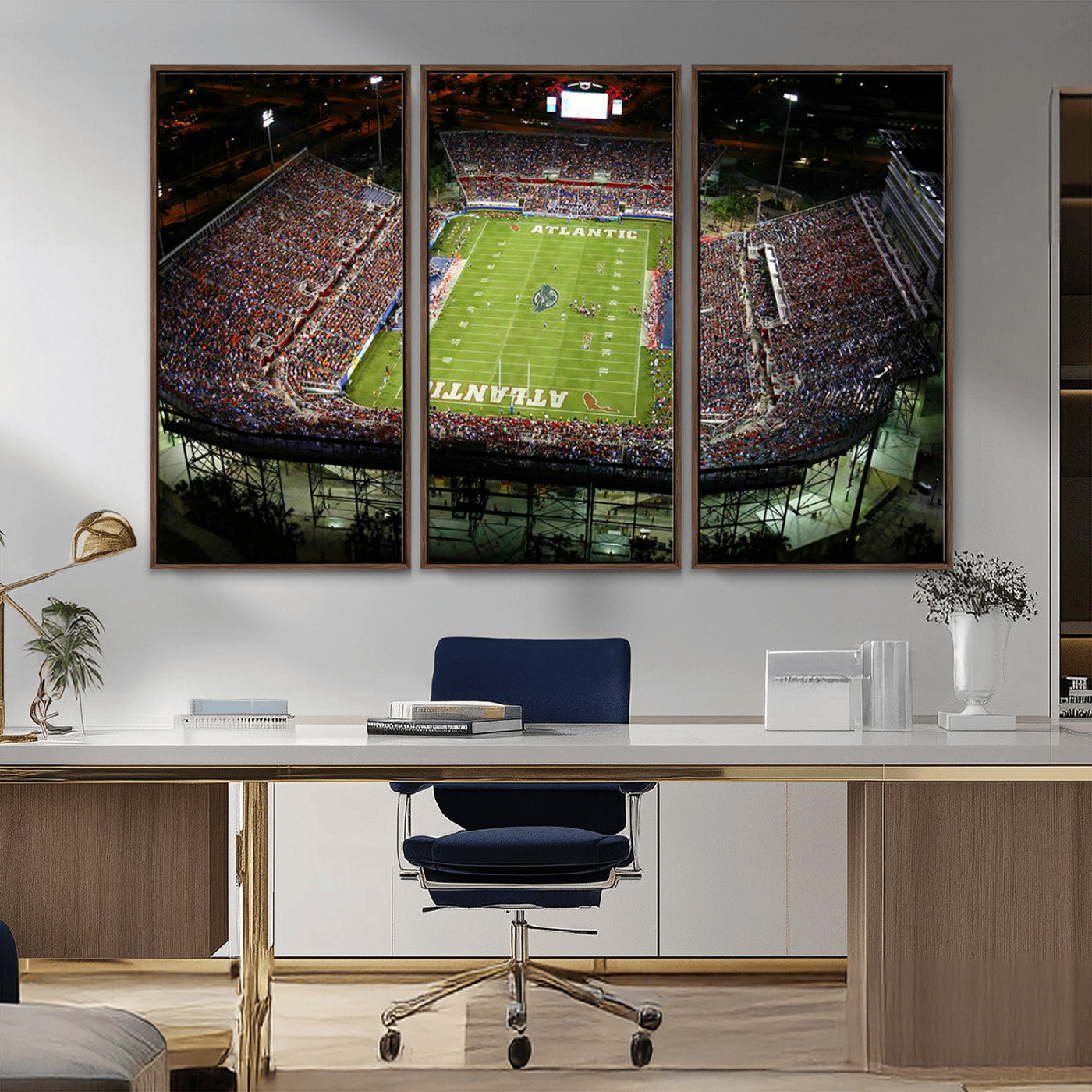 MGV-FC-48X32-3P - Florida Atlantic University Owls Football Team Print - Boca Raton FAU Stadium Wall Art Canvas Print