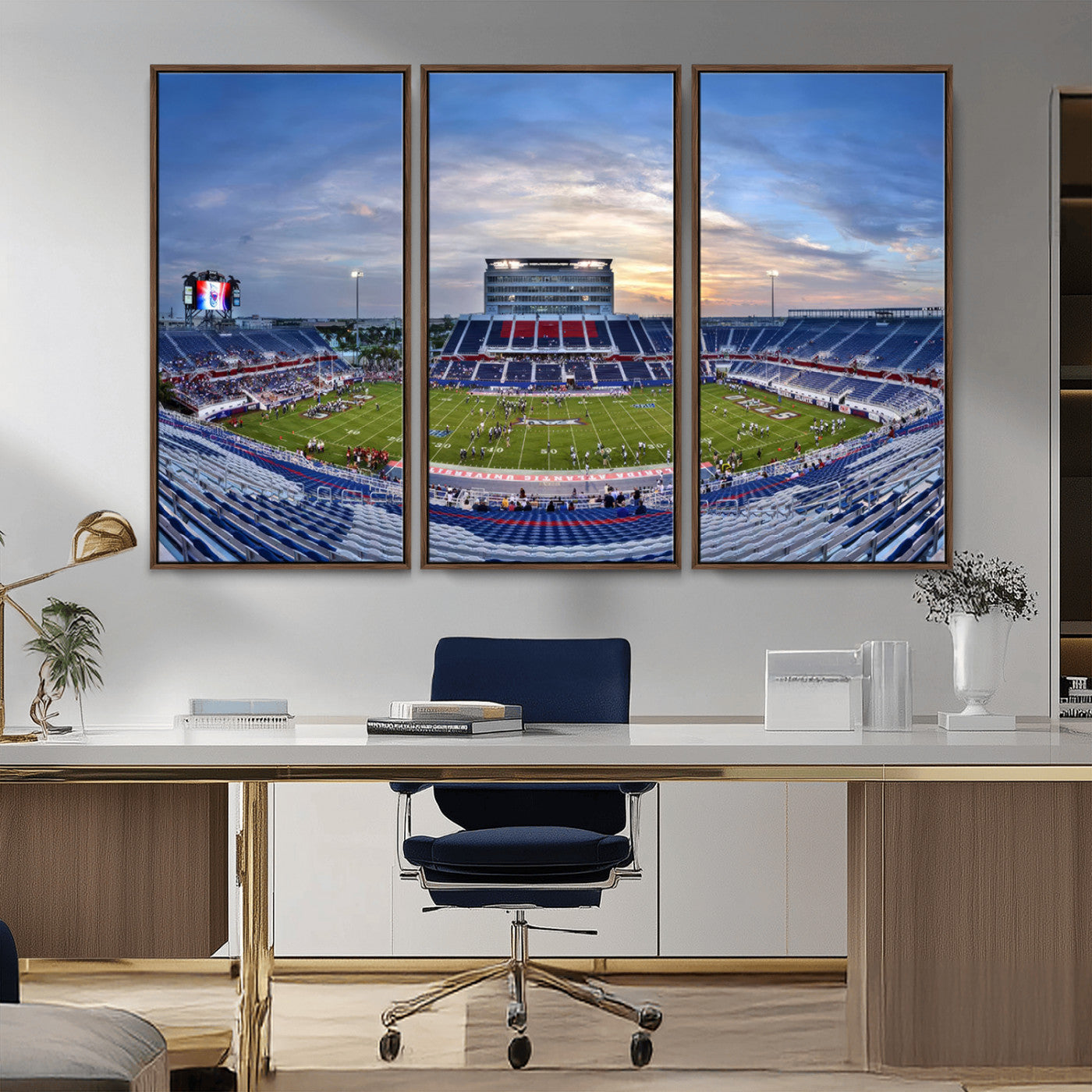 MGV-FC-48X32-3P - Florida Atlantic University Owls Football Team Print - Boca Raton FAU Stadium Wall Art Canvas Print