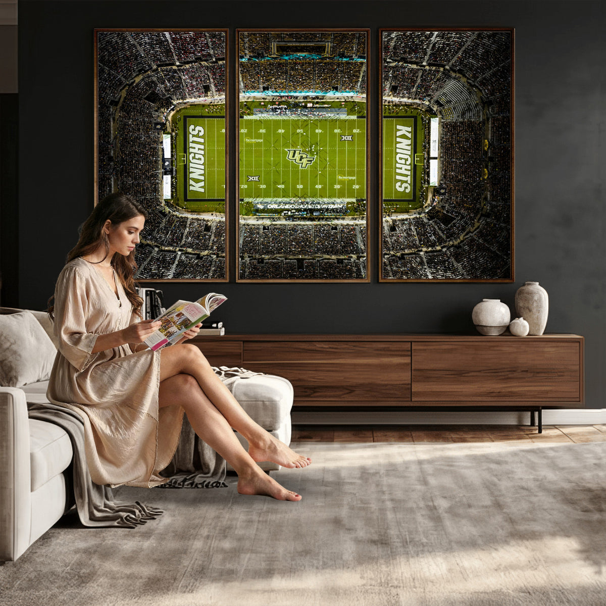 58050-MGV-CV-36X24 - UCF Knights Football Team Print - Orlando FBC Mortgage Stadium Wall Art, UCF Knights Canvas Print
