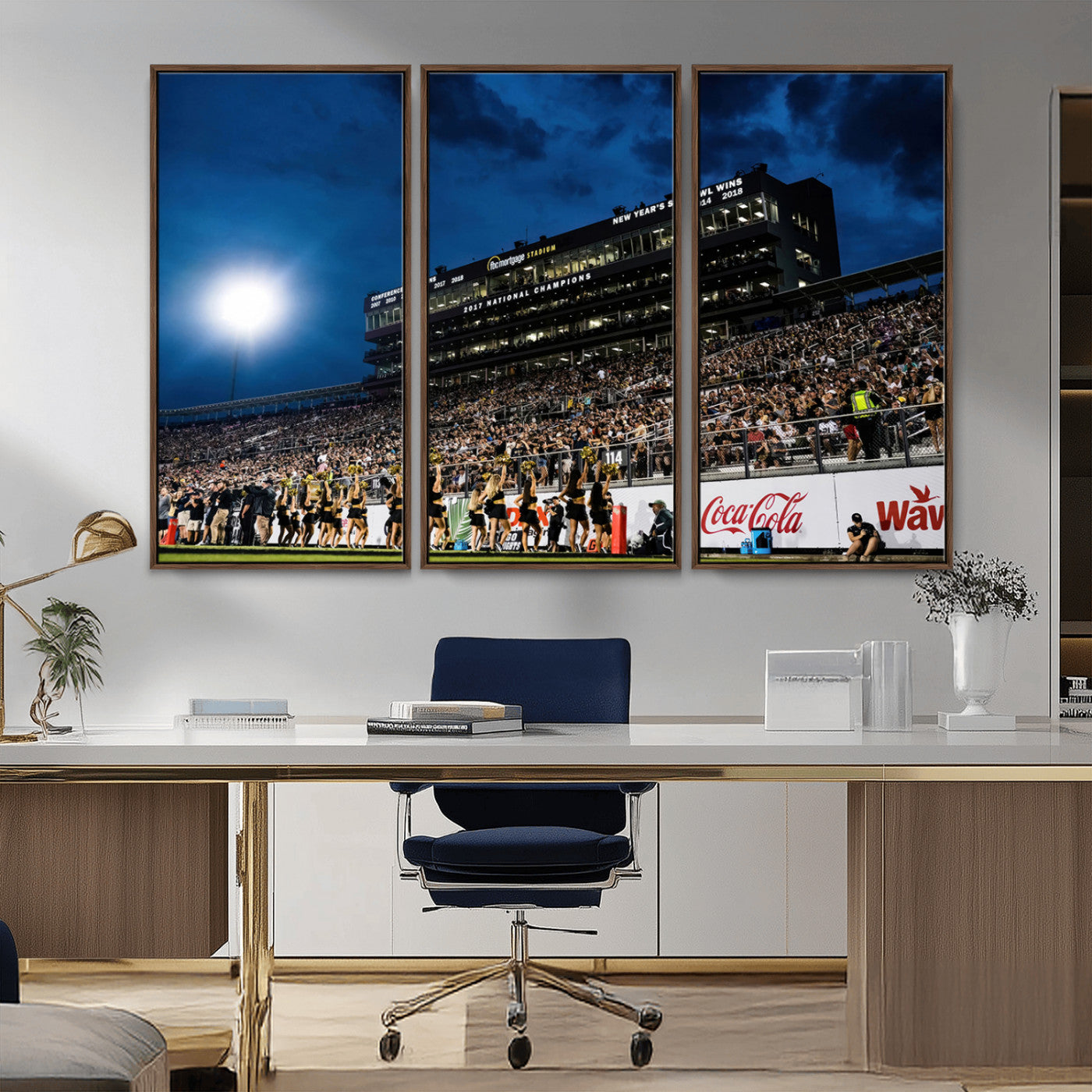 MGV-FC-48X32-3P - UCF Knights Football Team Print - Orlando FBC Mortgage Stadium Wall Art Canvas Print