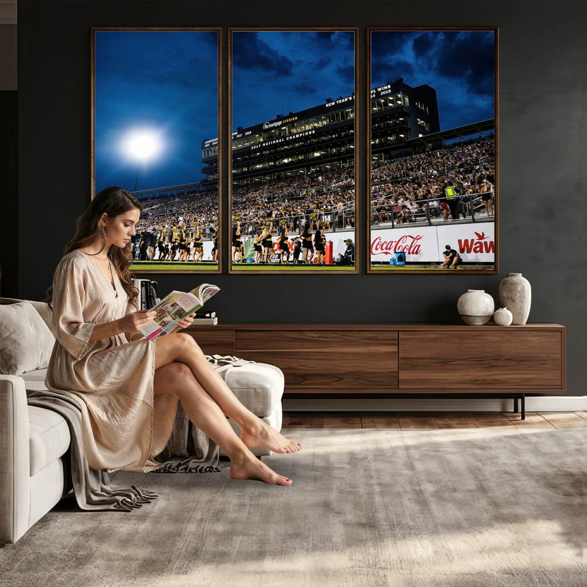 40217-MGV-CV-36X24 - UCF Knights Football Team Print - Orlando FBC Mortgage Stadium Wall Art Canvas Print