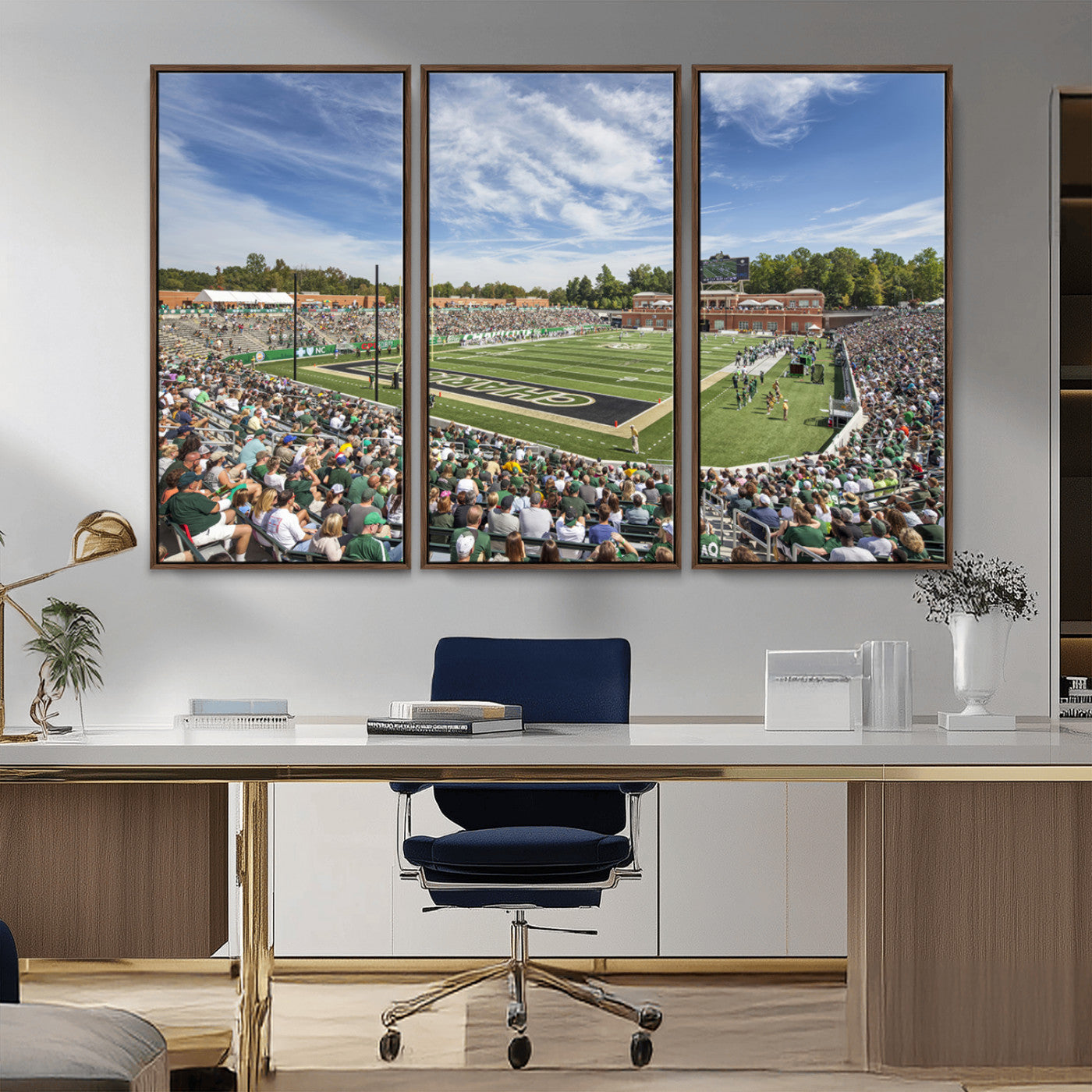 MGV-FC-48X32-3P - University of Charlotte 49ers Football Team Print - Charlotte Jerry Richardson Stadium Canvas Print