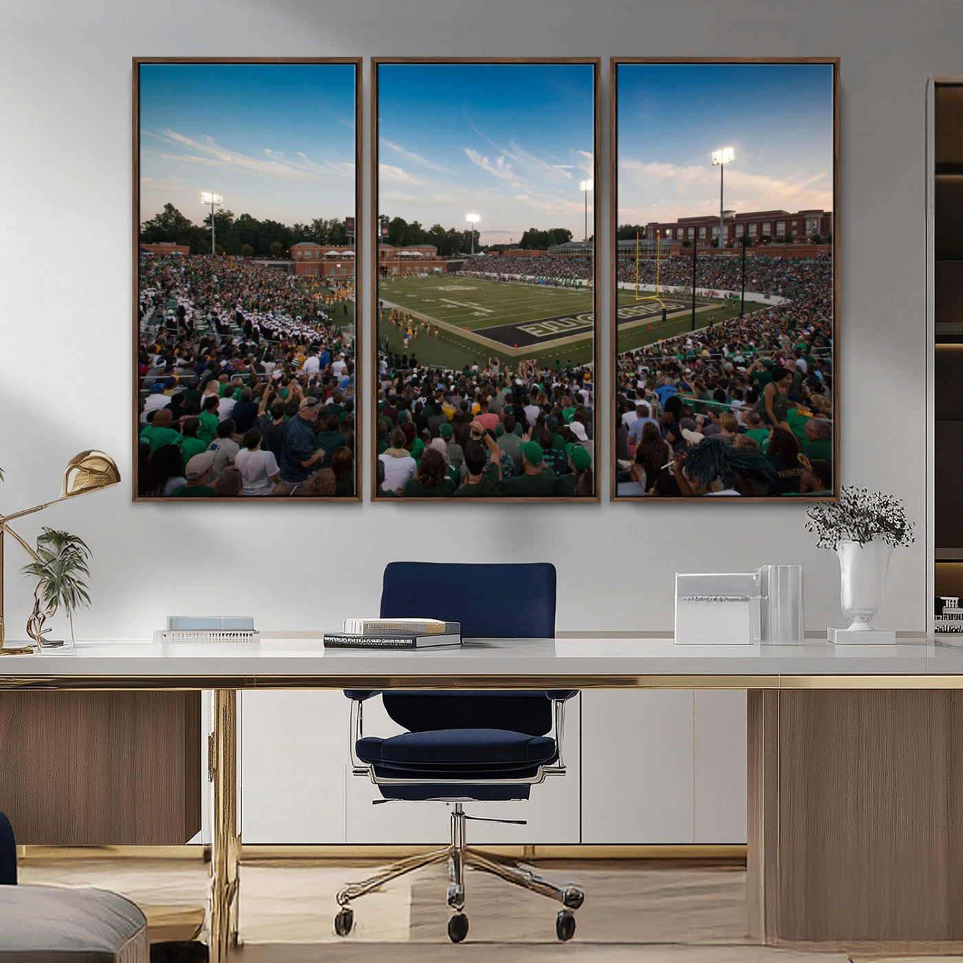MGV-FC-48X32-3P - University of Charlotte 49ers Football Team Print - Charlotte Jerry Richardson Stadium Wall Art