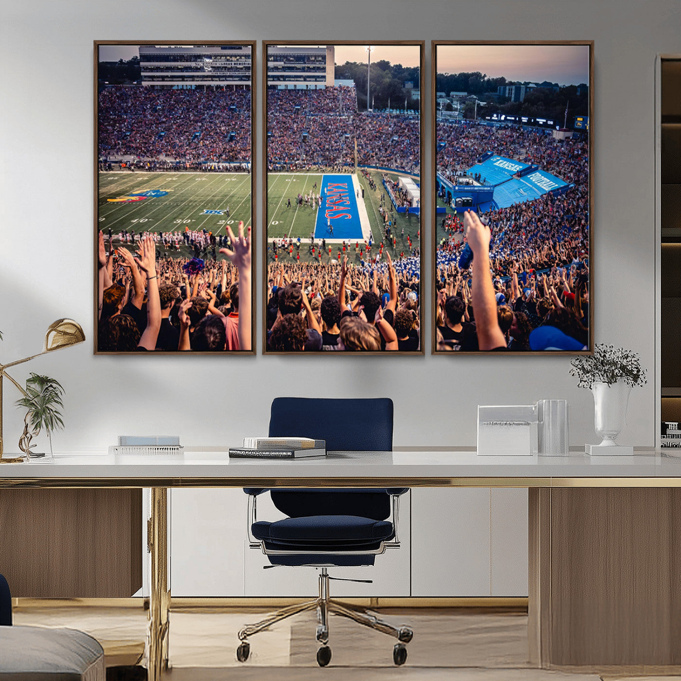 MGV-FC-48X32-3P - University of Kansas Jayhawks Football Team Art Print - Lawrence Kansas Memorial Stadium Wall Art
