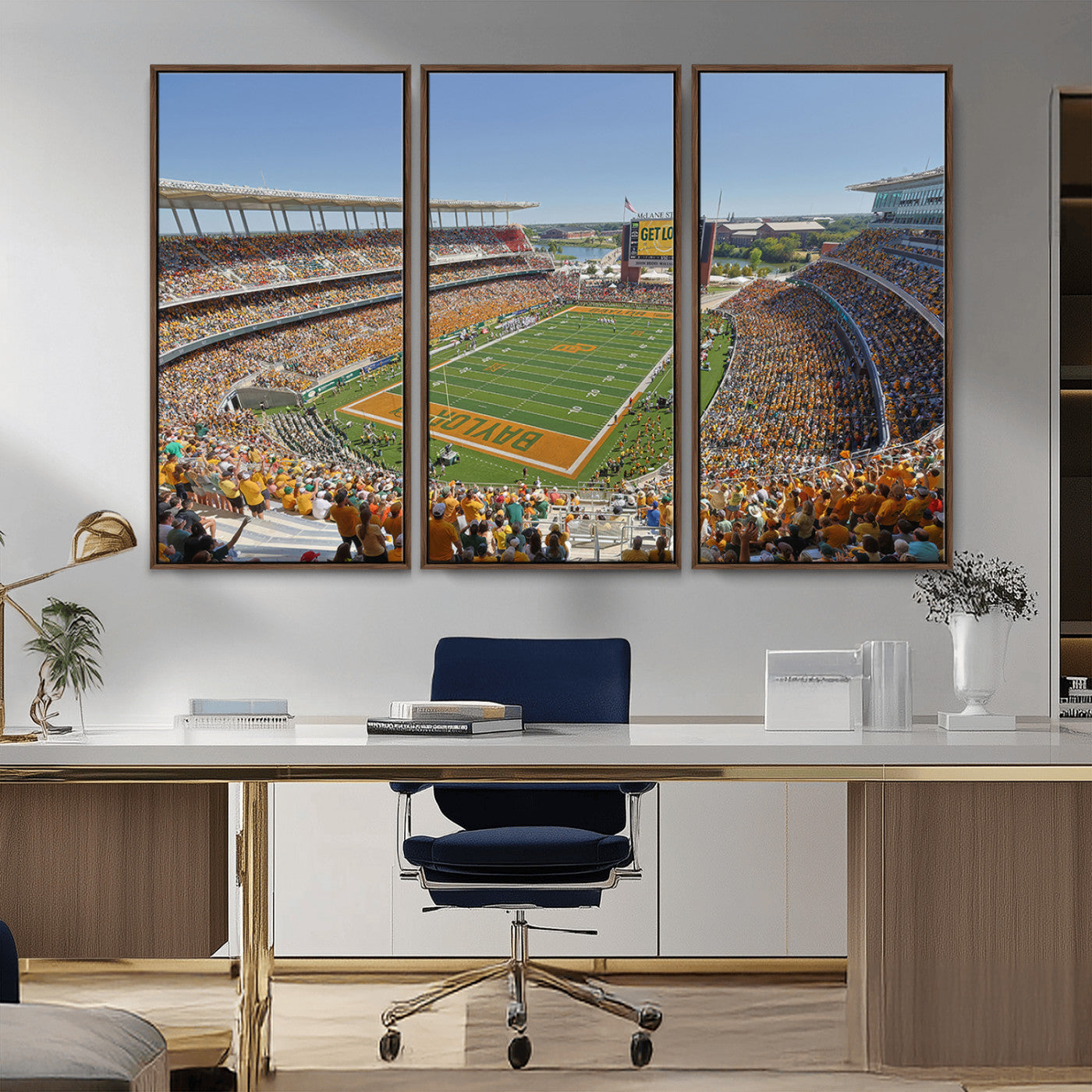 MGV-FC-48X32-3P - Baylor University Bears Football Team Print - Waco McLane Stadium Wall Art Canvas Print