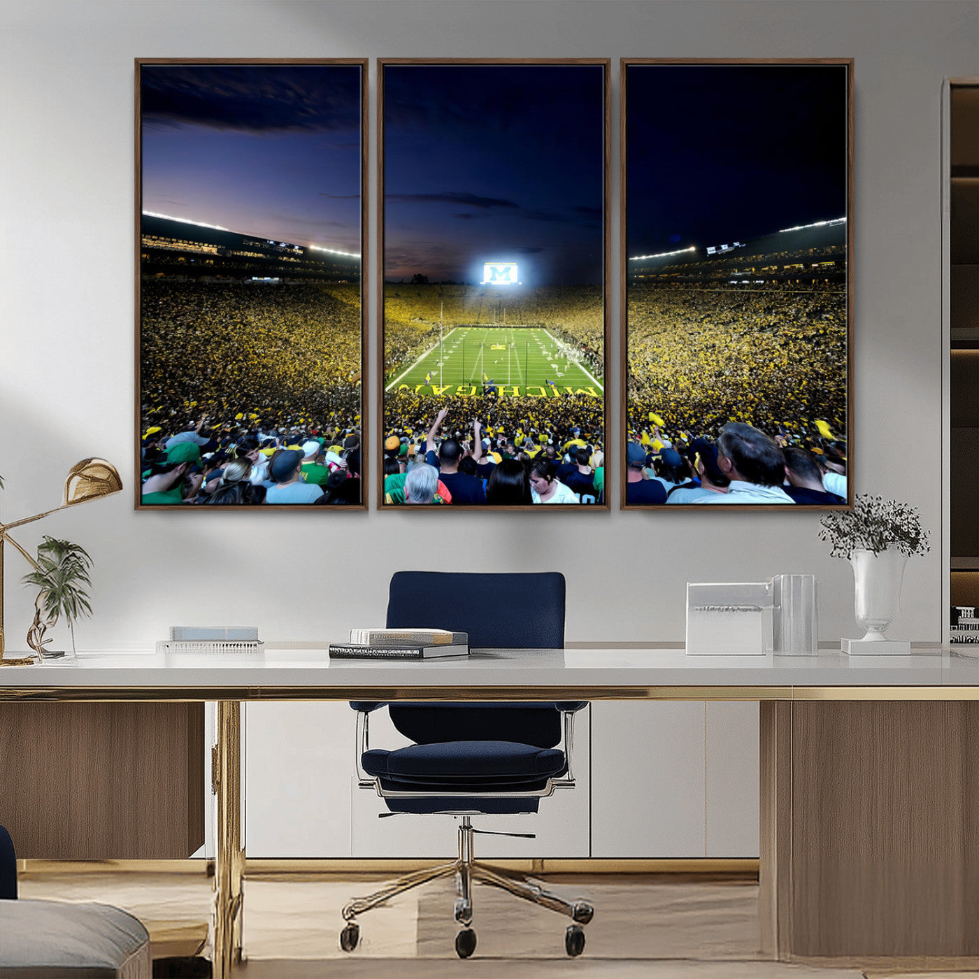 MGV-FC-48X32-3P - University of Michigan Wolverines Football Team Print - Ann Arbor Michigan Stadium Canvas Print