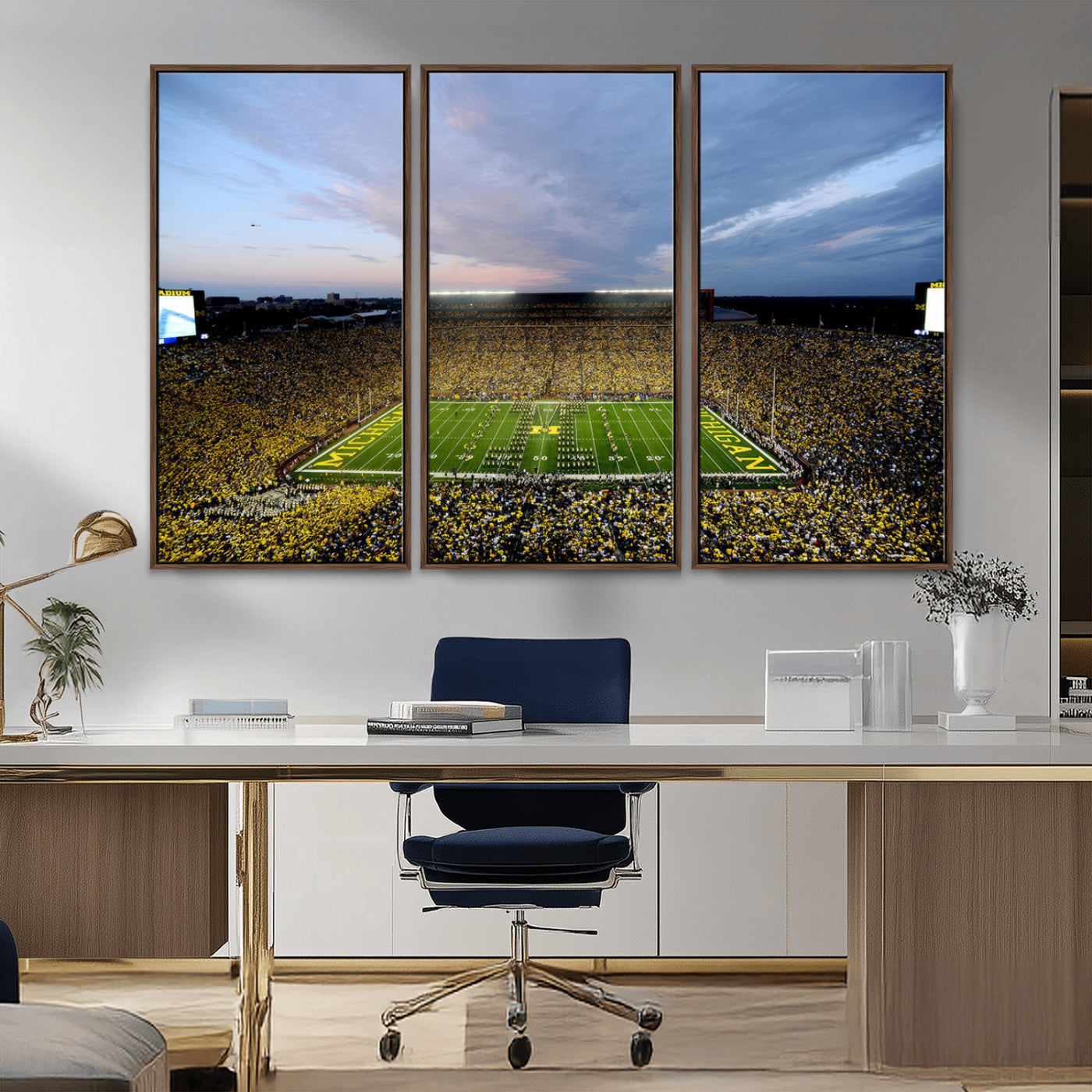 MGV-FC-48X32-3P - University of Michigan Wolverines Football Team Print - Ann Arbor Michigan Stadium Wall Art Canvas