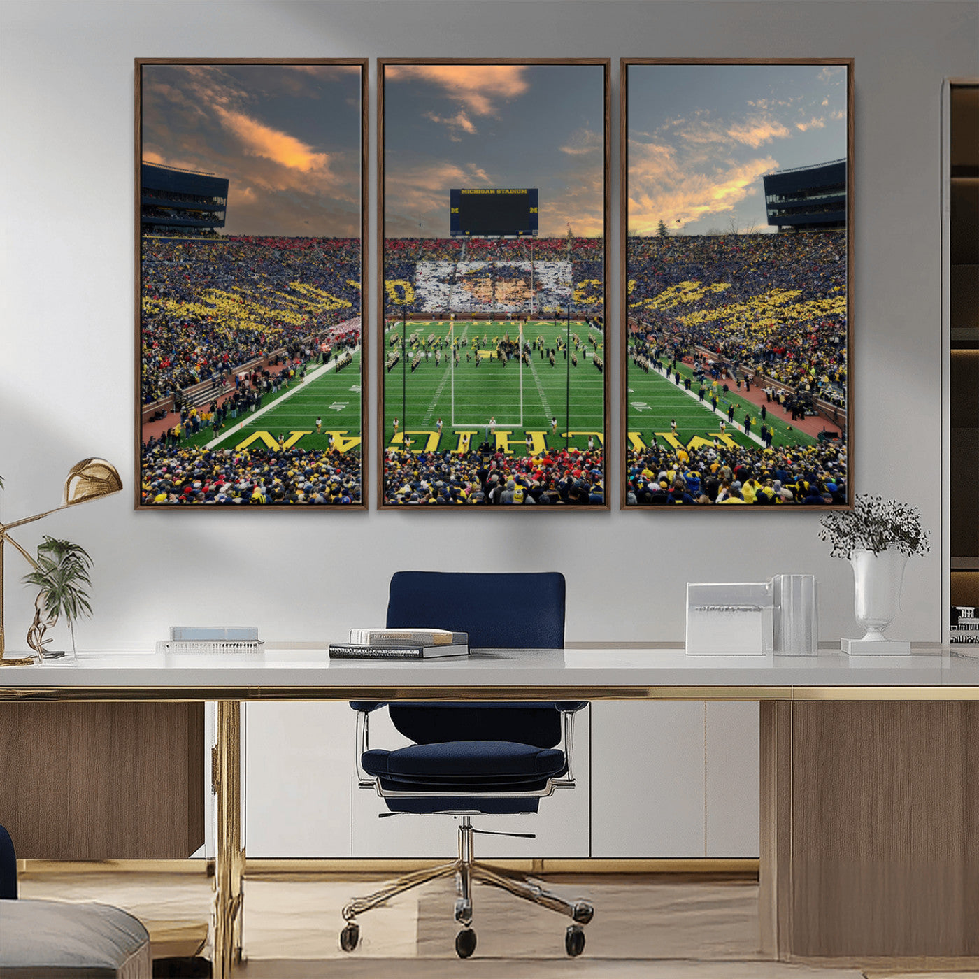 MGV-FC-48X32-3P - University of Michigan Wolverines Print Canvas, Football Team Print - Ann Arbor Michigan Stadium