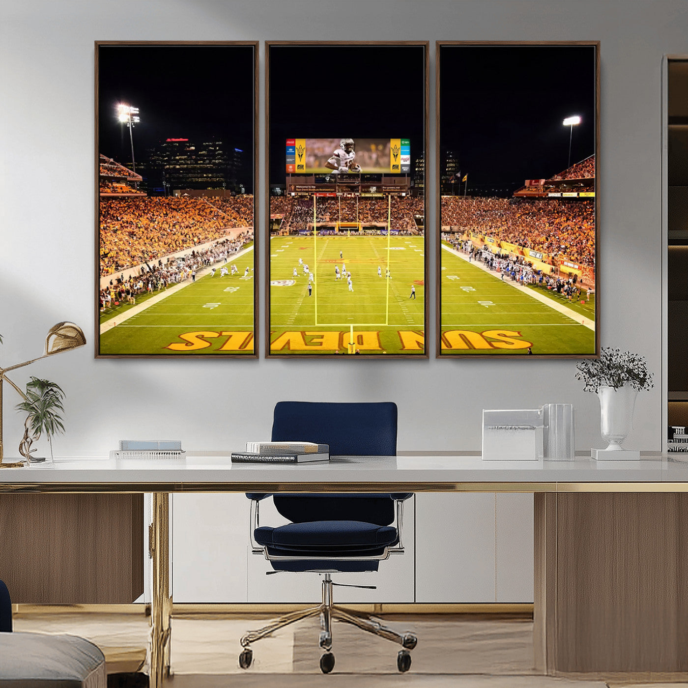 MGV-FC-48X32-3P - ASU Sun Devils Football Team Print - Phoenix Mountain America Stadium Canvas Print
