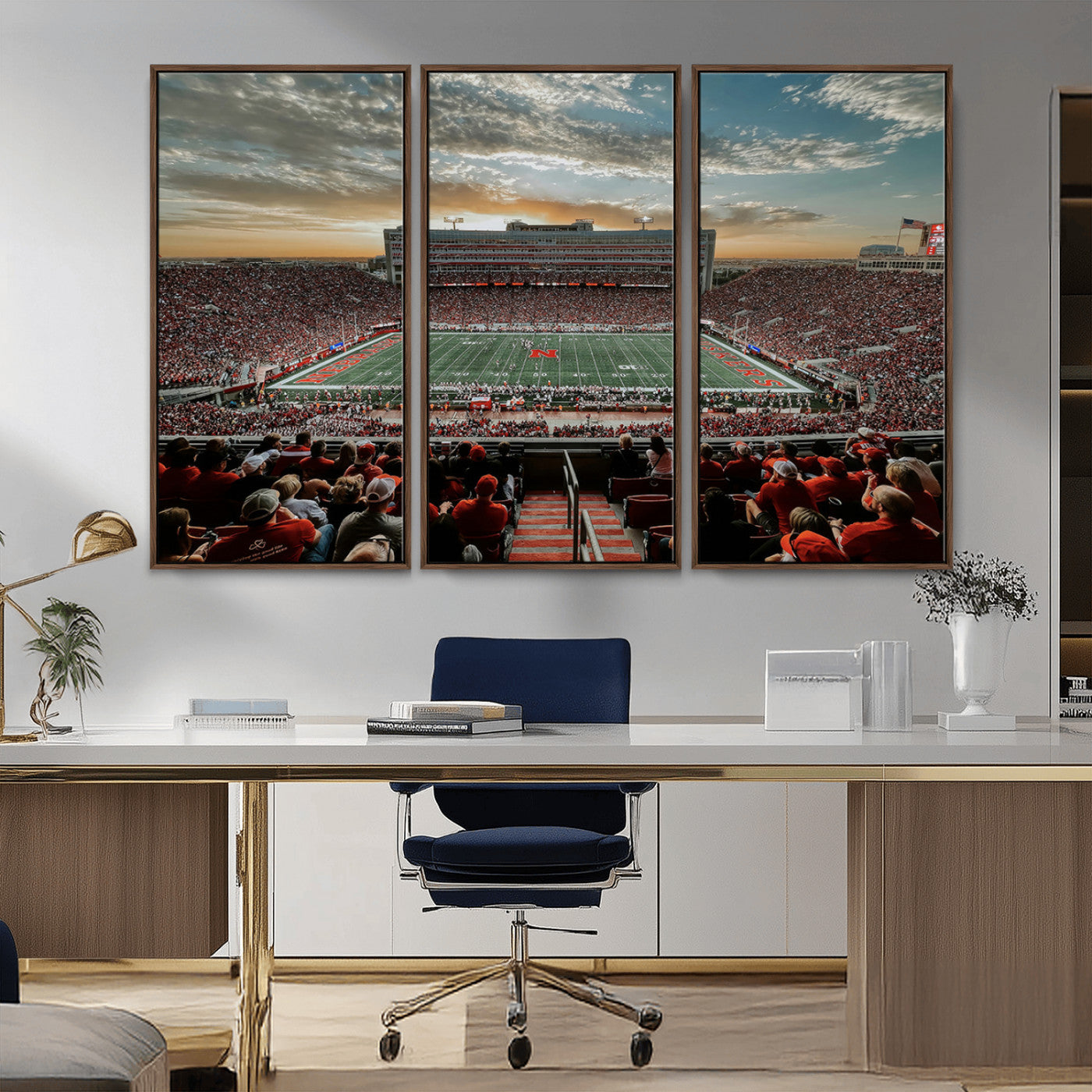 MGV-FC-48X32-3P - University of Nebraska Cornhuskers Football Team Print - Lincoln Memorial Stadium Art Canvas Print